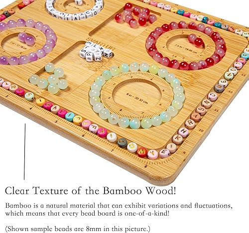 Miniatura 5 de Svartur Tablero pequeño de madera de bambú para hacer pulseras de 6, 7, 7, 5, 8 pulgadas, medidas imperiales marcadas para hacer joyas, tobilleras y