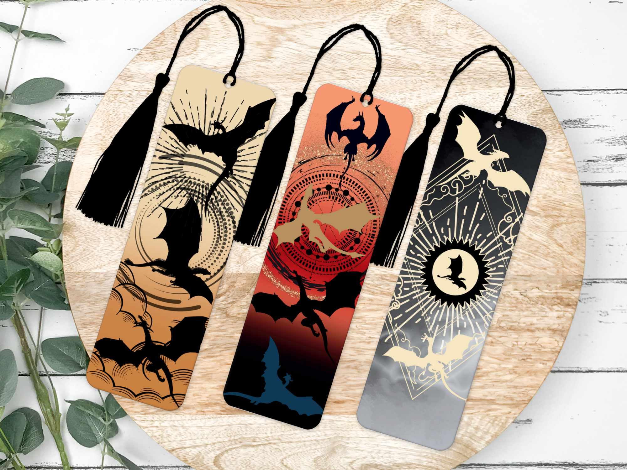 Generic - Fourth Wing - Iron Flame - Onyx Storm Bookmarks - Set of 3 Aluminium with Tassels