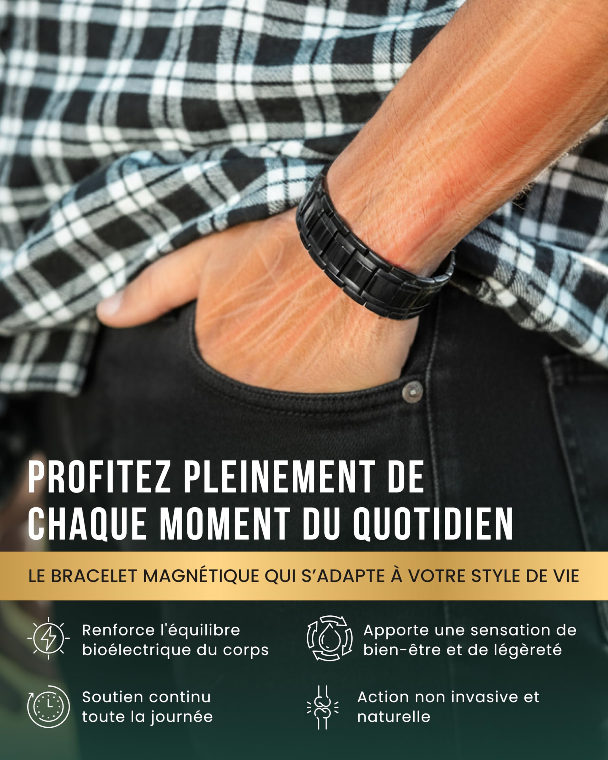 MagnetRX® Bracelet Magnétique Homme – Bracelet Homme en Acier Inoxydable Ultra-Résistant avec 57 Aimants Puissants (199000 Gauss) – Réglable avec Outil de Dimensionnement