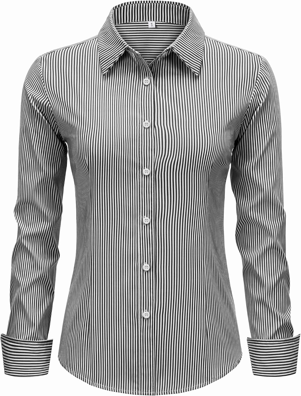 siliteelon Striped Button Down Shirts for Women Dress Shirts Long Sleeve Collared Casual Office Work Blouses Tops - Image 8