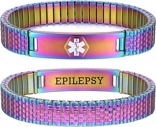 Miniatura 69 de Pulseras médicas de alerta ajustables AOAMID para hombres, pulseras de acero inoxidable para mujeres con grabado gratis