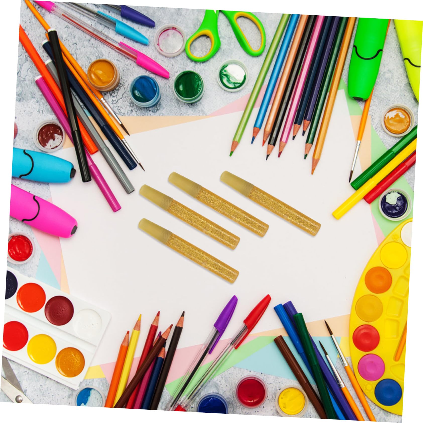 50 Glitzerklebestifte Gold für Kinder Bastelkleber mit Feiner Verarbeitung und Vielseitigem Design zum Malen und Kleben von Bastelprojekten