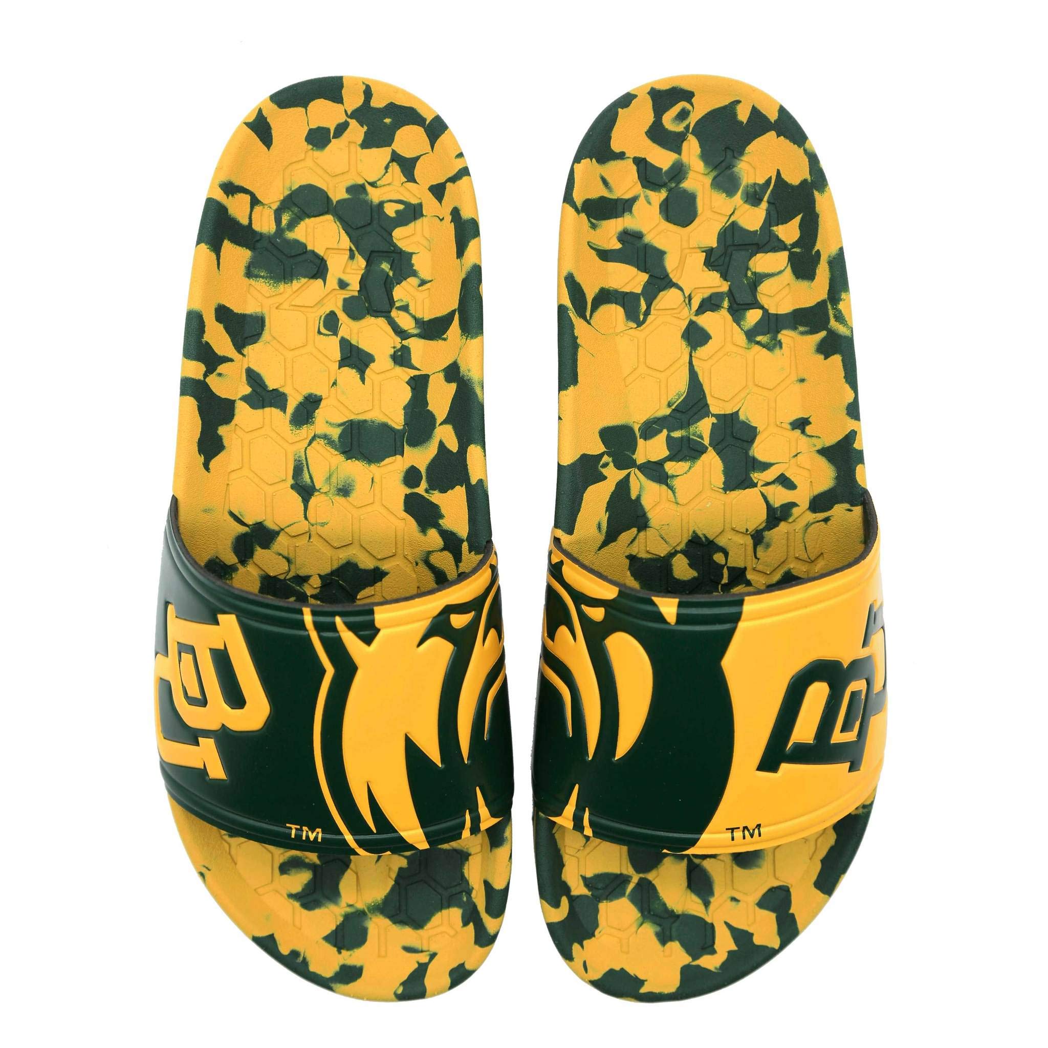 Hype CoHype Unisex Baylor University Bears Slydr Slide Sandals - Green & Gold