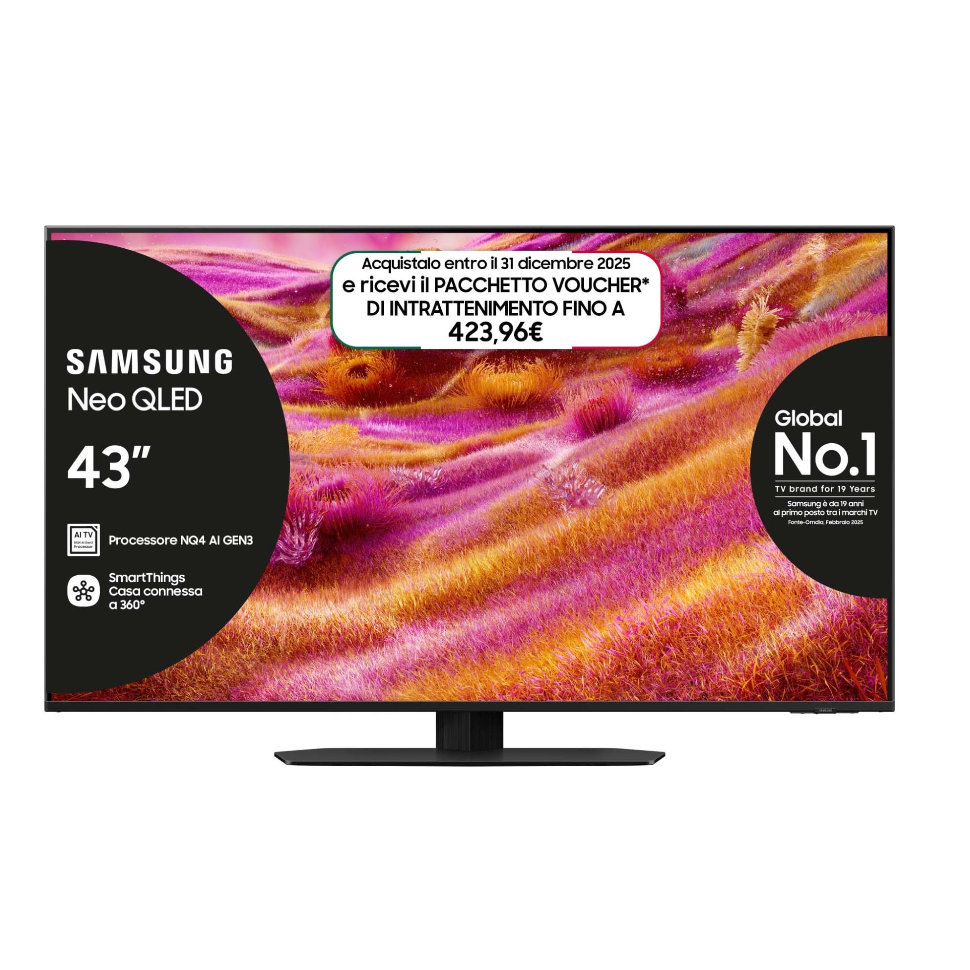 Samsung Smart TV 43'' QE43QN94FATXZT Neo QLED 4K Mini LED, NQ4 AI Gen3 Processor, 4K AI Upscaling Pro, Glare Free, Motion Xcelerator 165Hz, Dolby Atmos & OTS+, NeoSlim Design, 2025 2025 QN94F 43"
