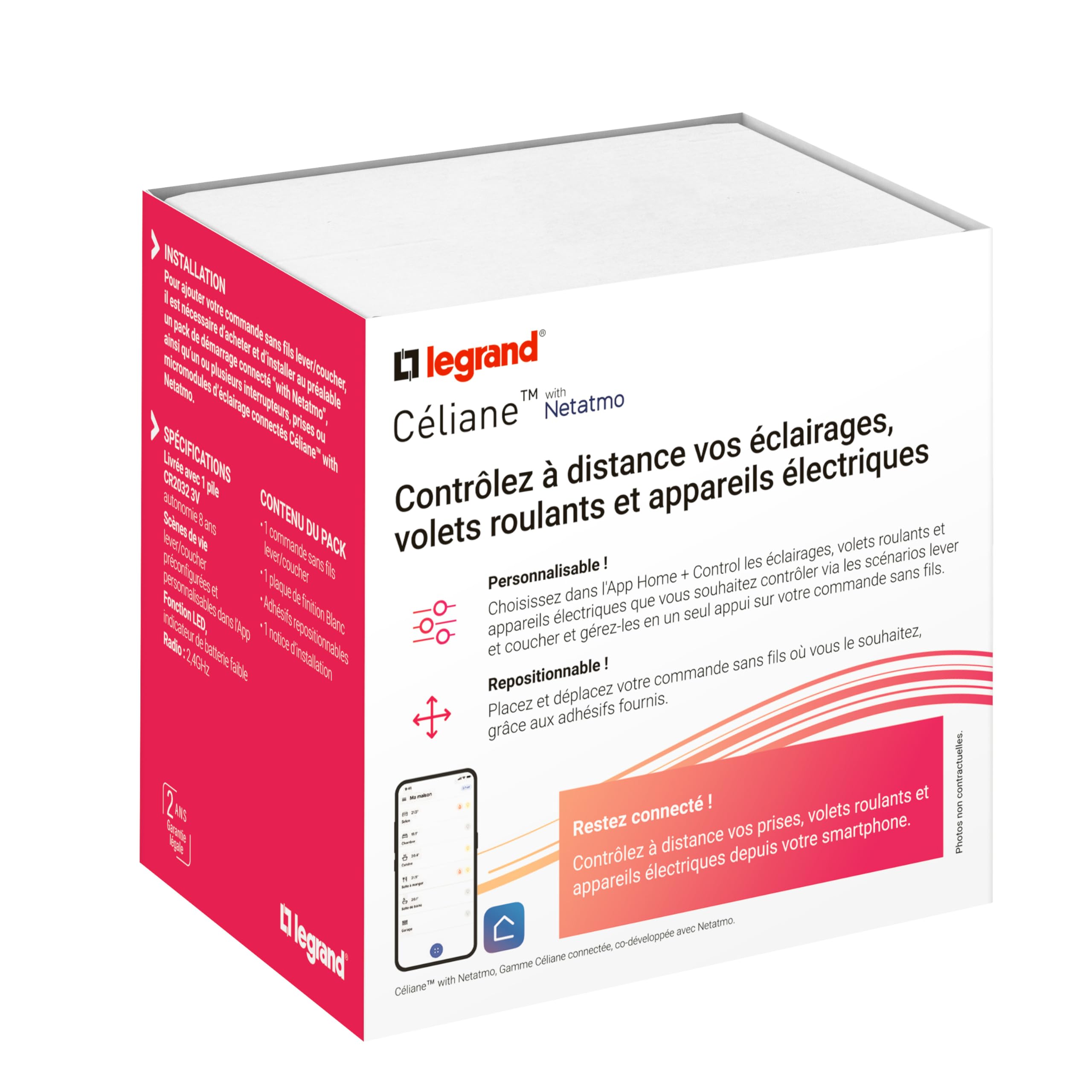 LEGRAND - Commande sans Fils Lever/Coucher Céliane with Netatmo - Blanc
