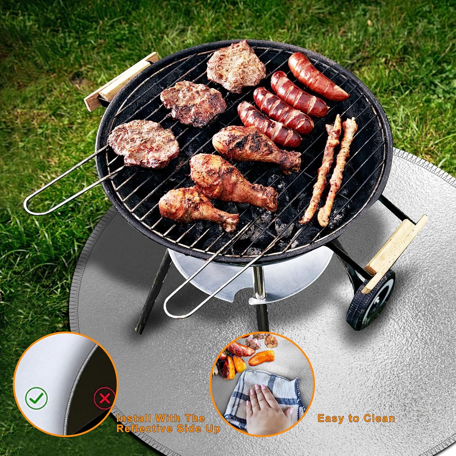 Fire Pit Mat, Fire Mat for BBQ Grills, Perfect for BBQ, Smokers, Grills - Protects Porch, Patio, Deck, Wood, Grass, Stone, Composite from Burns - Heat Resistant Fire Pit Mat (38inch)