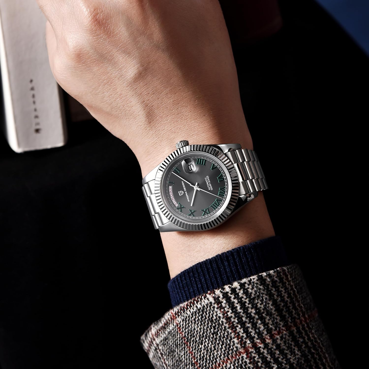 RollsTimi Pagani Design DD40 PD1783 Watches for Men, NH36A Japanese Automatic Movement, Day/Date Calendar, Stainless Steel Bracelet, Sapphire Crystal, Luxury Men's Automatic Watch. - Image 3