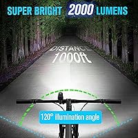 Vista 2 de Luces de moto súper brillantes de 2000 lúmenes para conducción nocturna, luces de bicicleta recargables delanteras y traseras con señales de giro