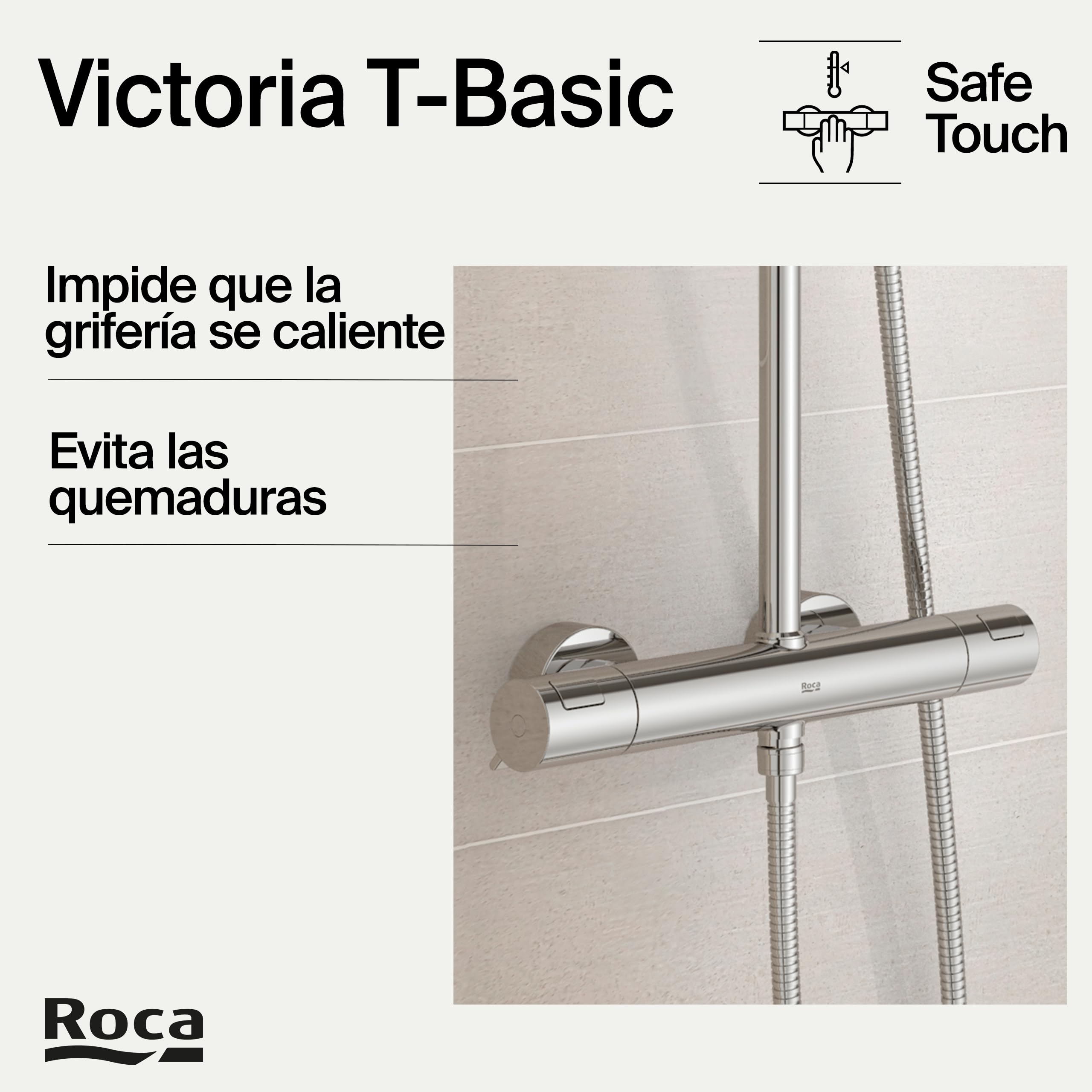 Roca A5A9F18C00 - Columna de ducha termostática Victoria BASIC, Version Nueva, Cromo