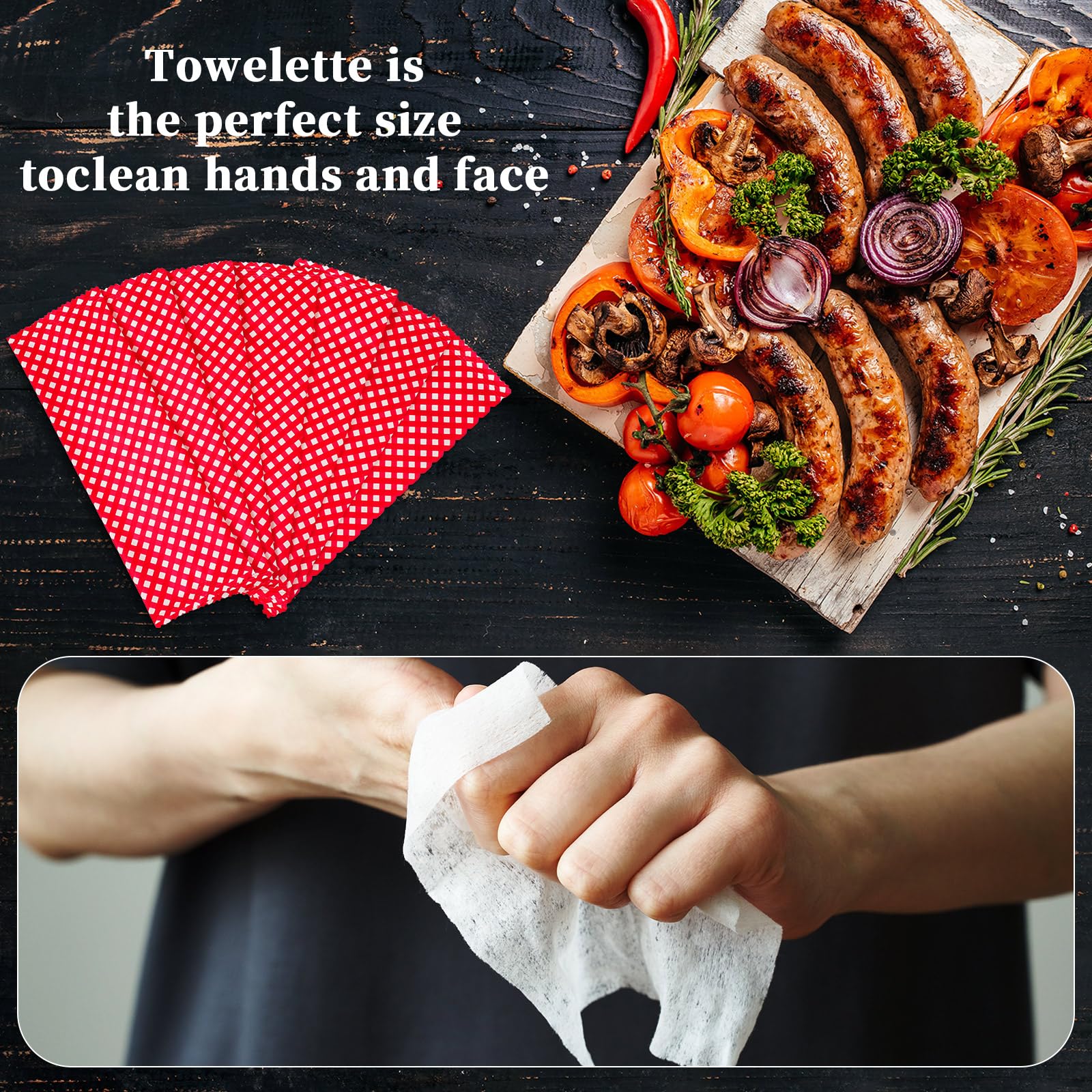 Siifert 250 toallitas húmedas para picnic, envueltas individualmente, prehumedecidas, toallitas para parrilla, para picnic, camping, barbacoa, catering, restaurante, boda, limpia las manos rápidamente