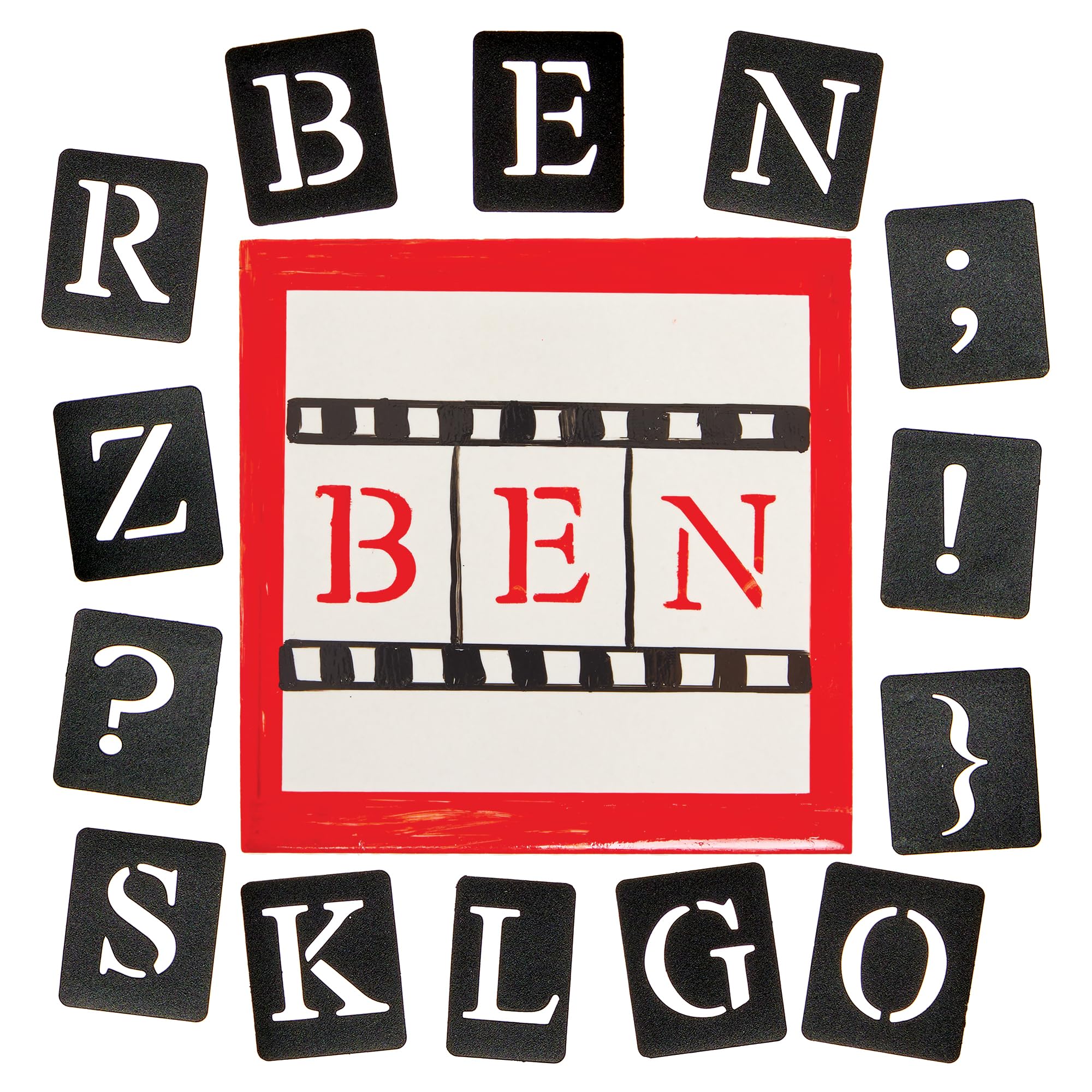 Baker Ross FN258 Adhesive Stencil Set - Pack of 30, Letter Sticker Stencils, Alphabet Letters for Crafts