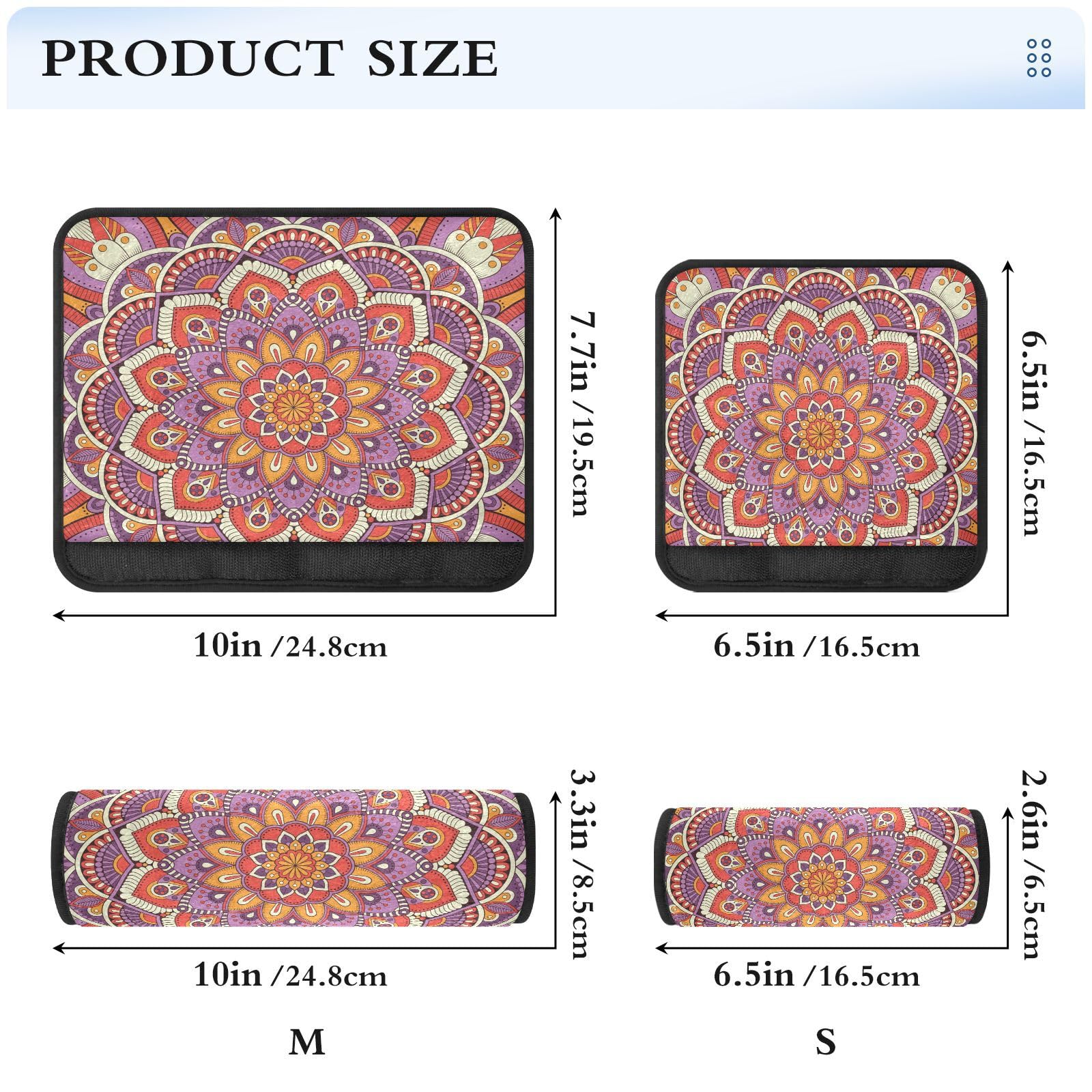 Doodlream 2er Set Sicherheitsgurtpolster Mit Mandala-Druck - Bequeme Schulterkissen Für Auto & Rucksack