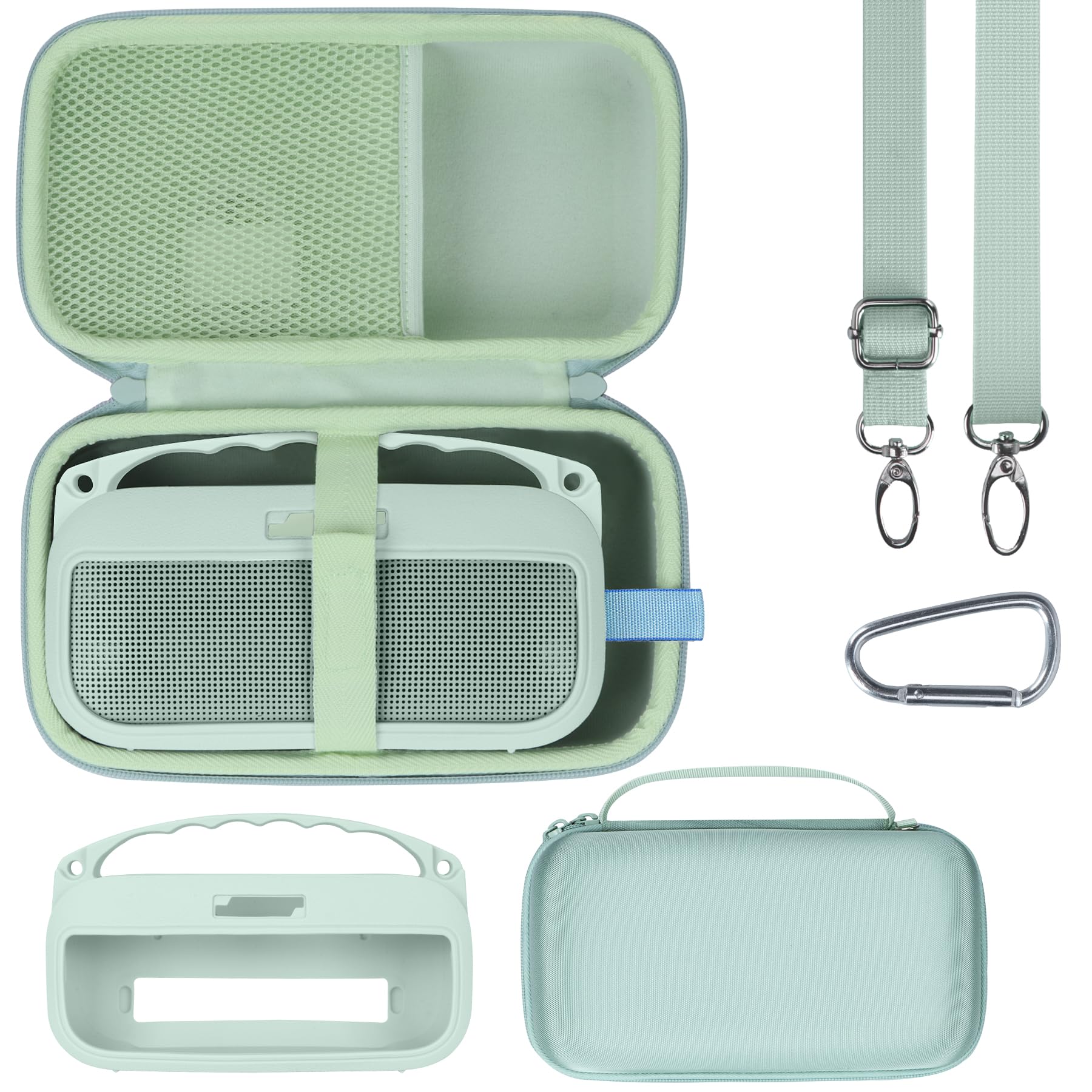 Lebakort Storage Case Kits Compatible with Bose SoundLink Flex 2nd Gen/Bose SoundLink Flex Portable Speaker (Alpine Sage Silicone Cover + Hard Case)