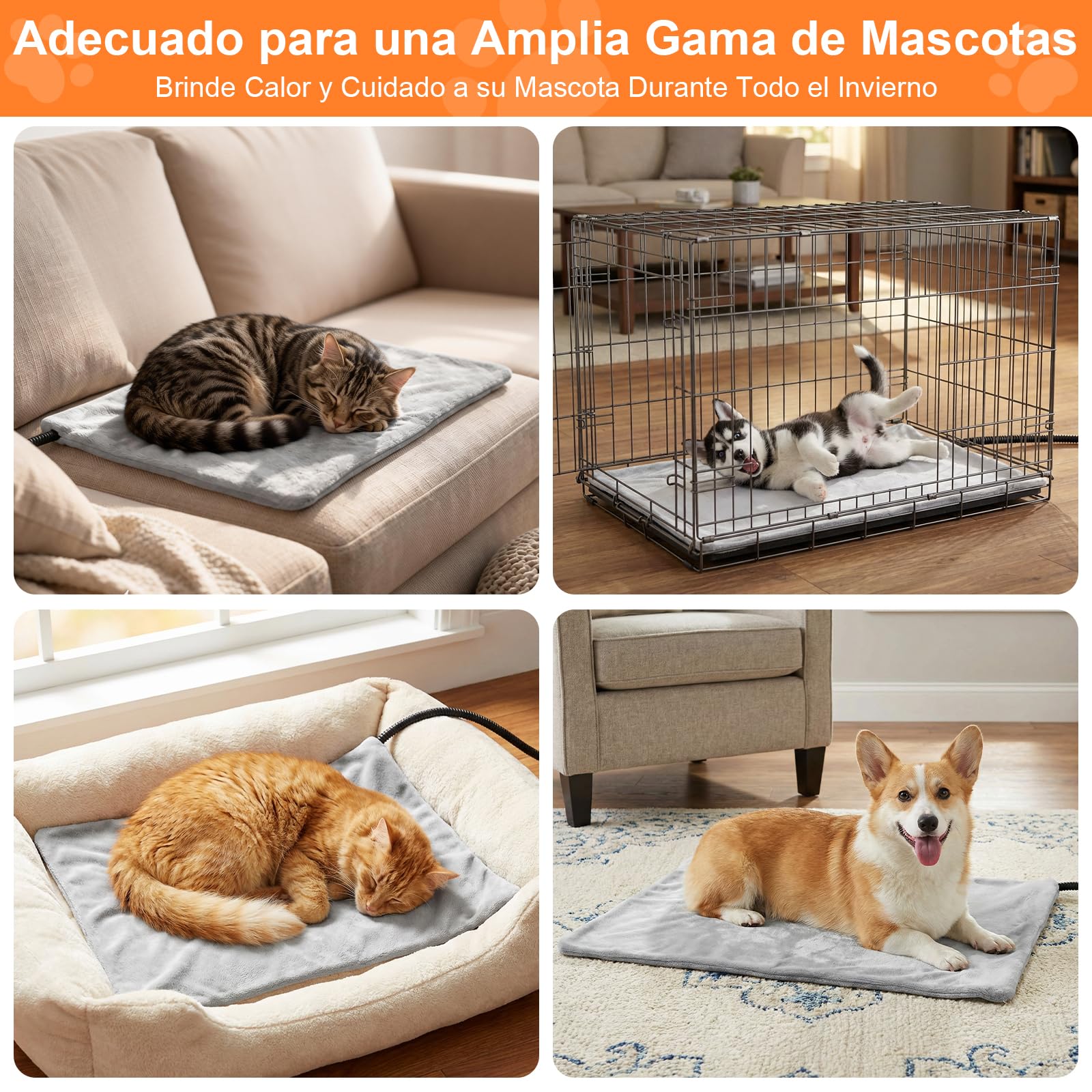 Manta Térmica para Gato Manta Electrica Mascotas Manta Electrica Perro,para Perros 6 Ajustes de Temperatura,Temporizador,Incombustible,Impermeable,40 * 50cm