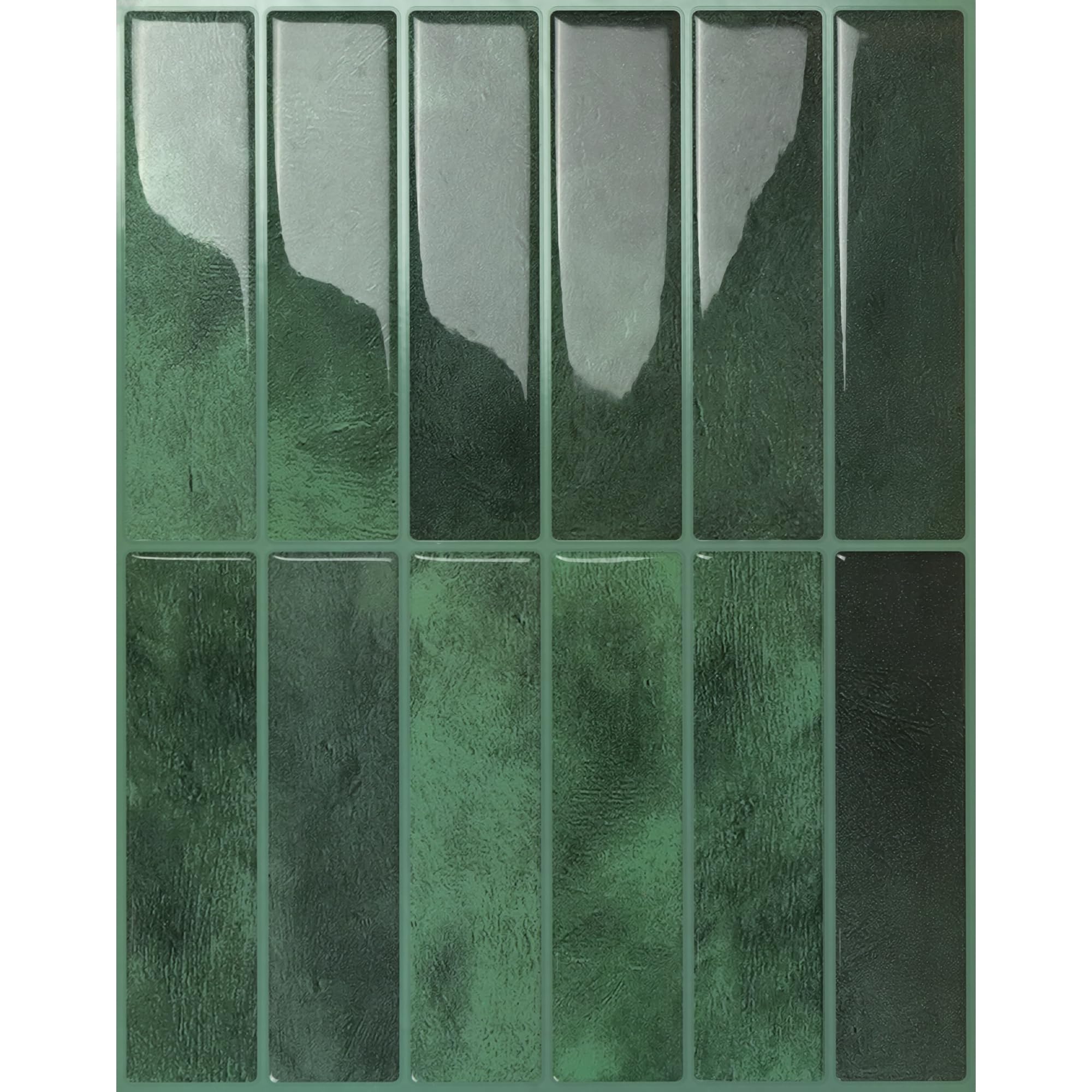 Hode Self Adhesive Wall Tile, Green Stick on Tiles for Kitchen Bathroom, Green Peel and Stick Wall Tiles Rectangle Subway 8 Pieces (23cmx29cm) โ image 1