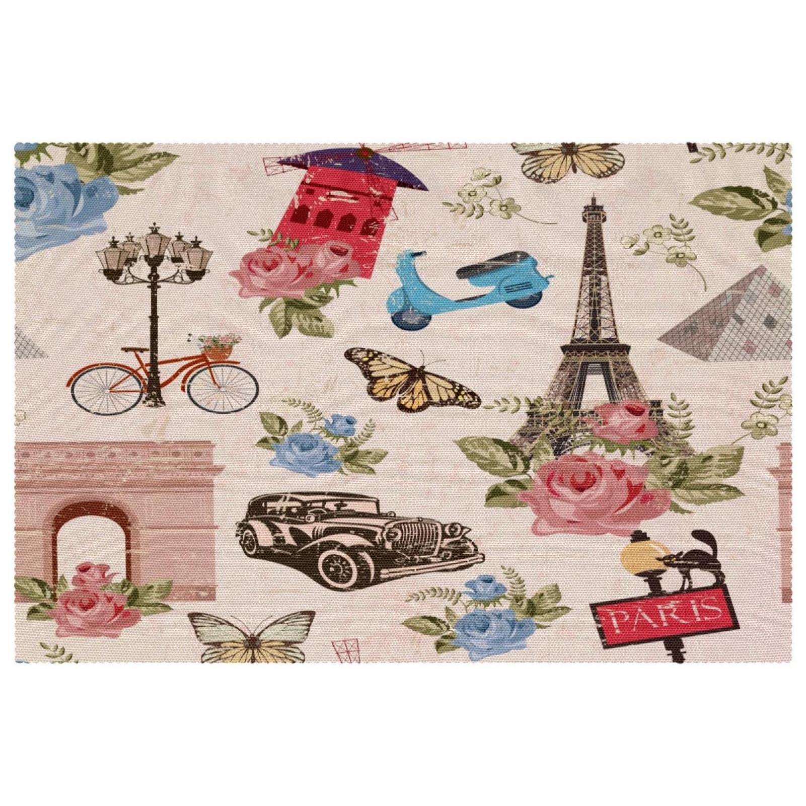Sets de table Paris avec roses de style chic pour table raffinee