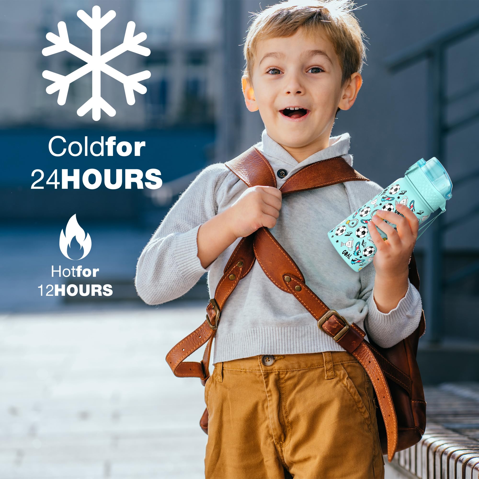 GOPPUS, Borraccia ermetica per bambini con cannuccia, carina, in acciaio inossidabile a doppia parete, con isolamento sottovuoto, piccola, a prova di perdite, senza BPA, 420 ml