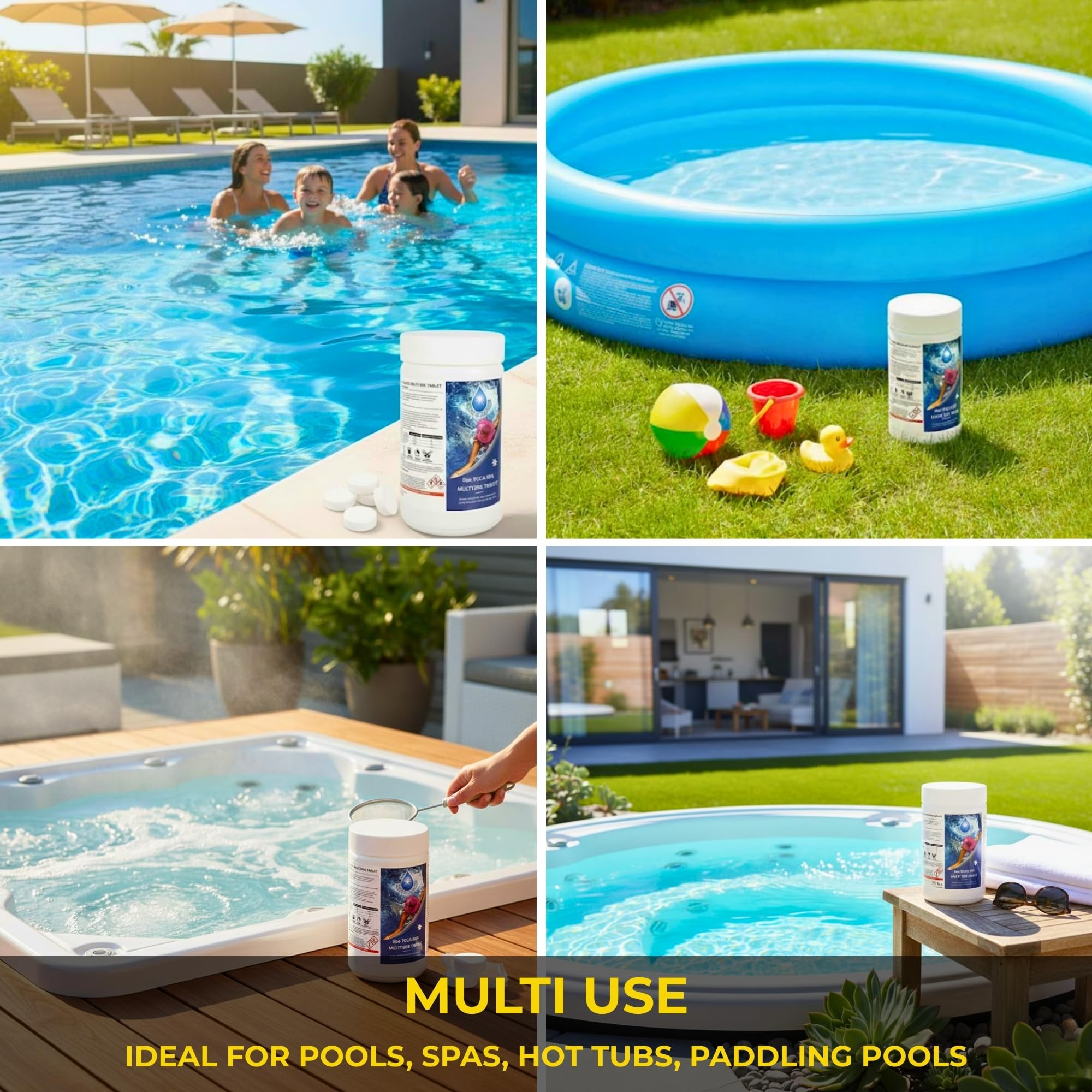 1 Kg Multifunctional Chlorine Tablets 50 x 20g Slow Release, 4 in 1 Sanitiser Stabiliser Algaecide and Clarifier Dispenser Tablets for Hot Tubs, Swimming Pools, Spas and Paddling Water Cleaning — view 7