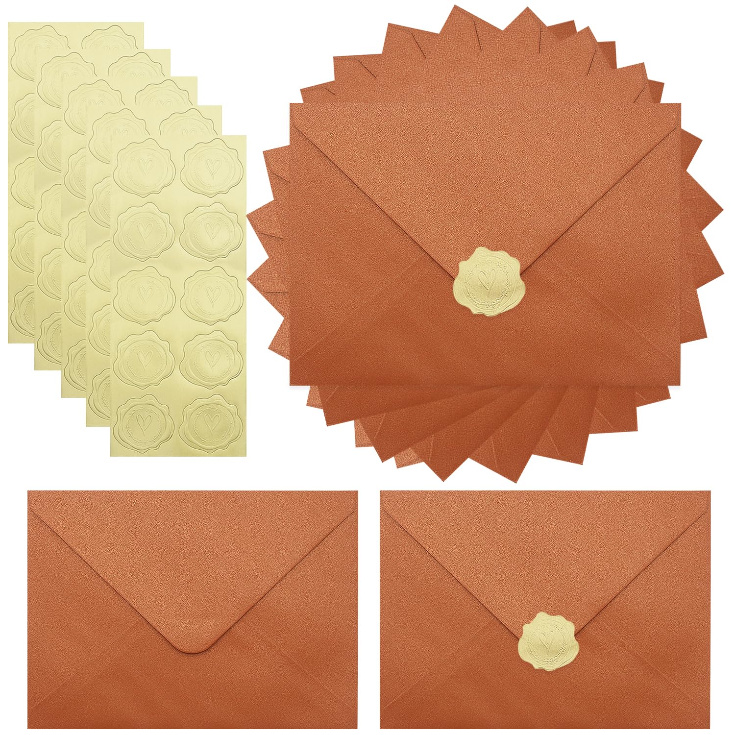 Zooyinfy 50 Pack A7 Pearl Envelopes 18.5 x 13.5cm,Orange