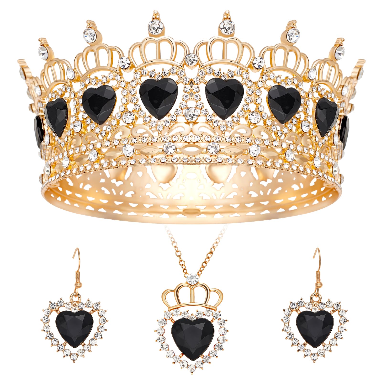 Queen Crown Rhinestone Wedding Crowns and Tiaras for Women Costume Party Hair Accessories Princess Birthday Crown Crystal Bridal Crowns Gold Black Crown