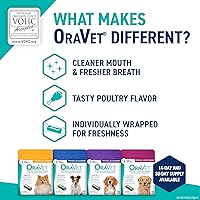 Vista 6 de ORAVET Masticables dentales para perros, cuidado bucal e higiene masticables (perros pequeños, 10-24 libras) bolsa azul, 30