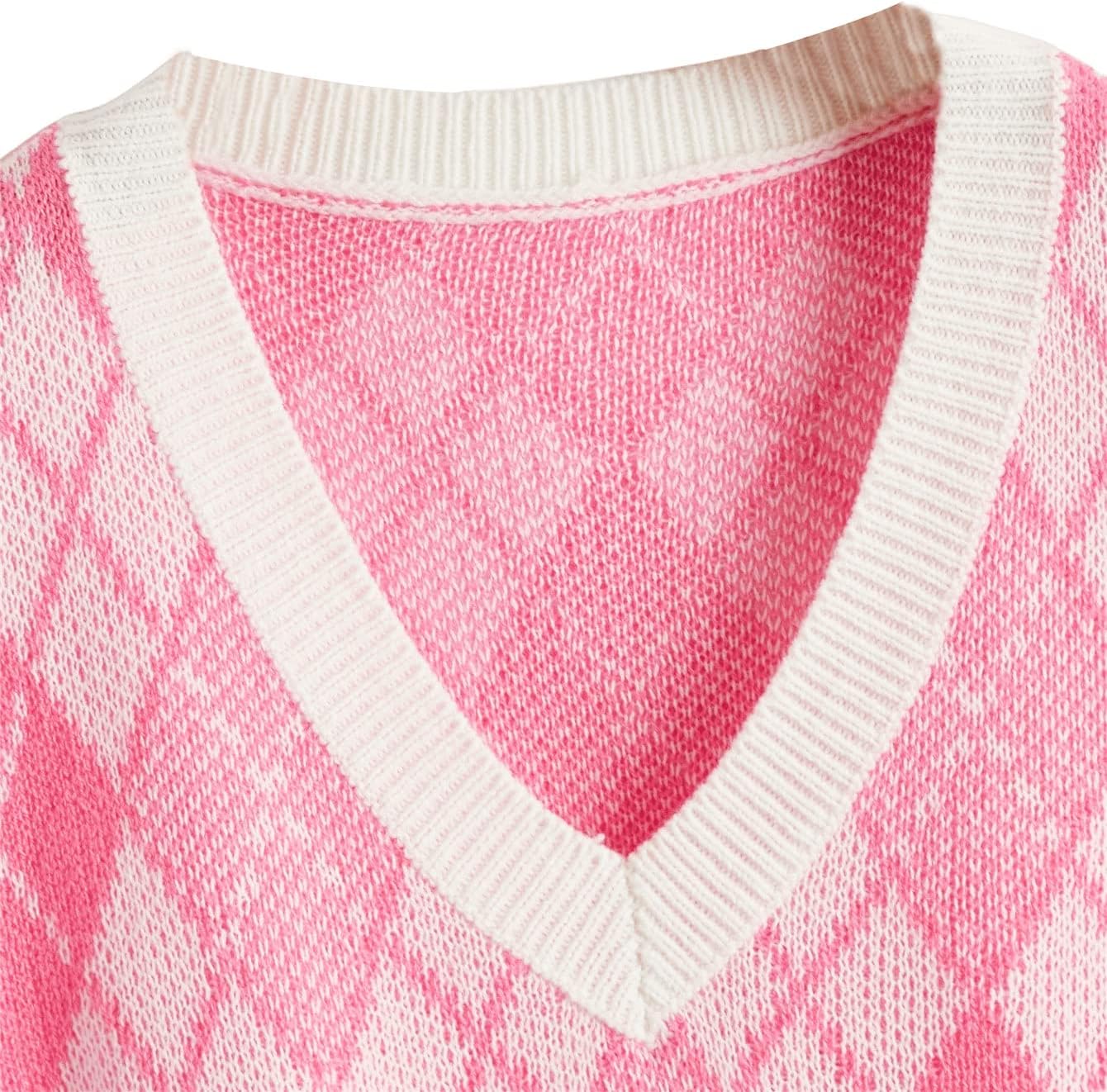 SweatyRocks Women's Sleeveless V Neck Knit Sweater Vest Skull Print Crop Tank Top - Image 3