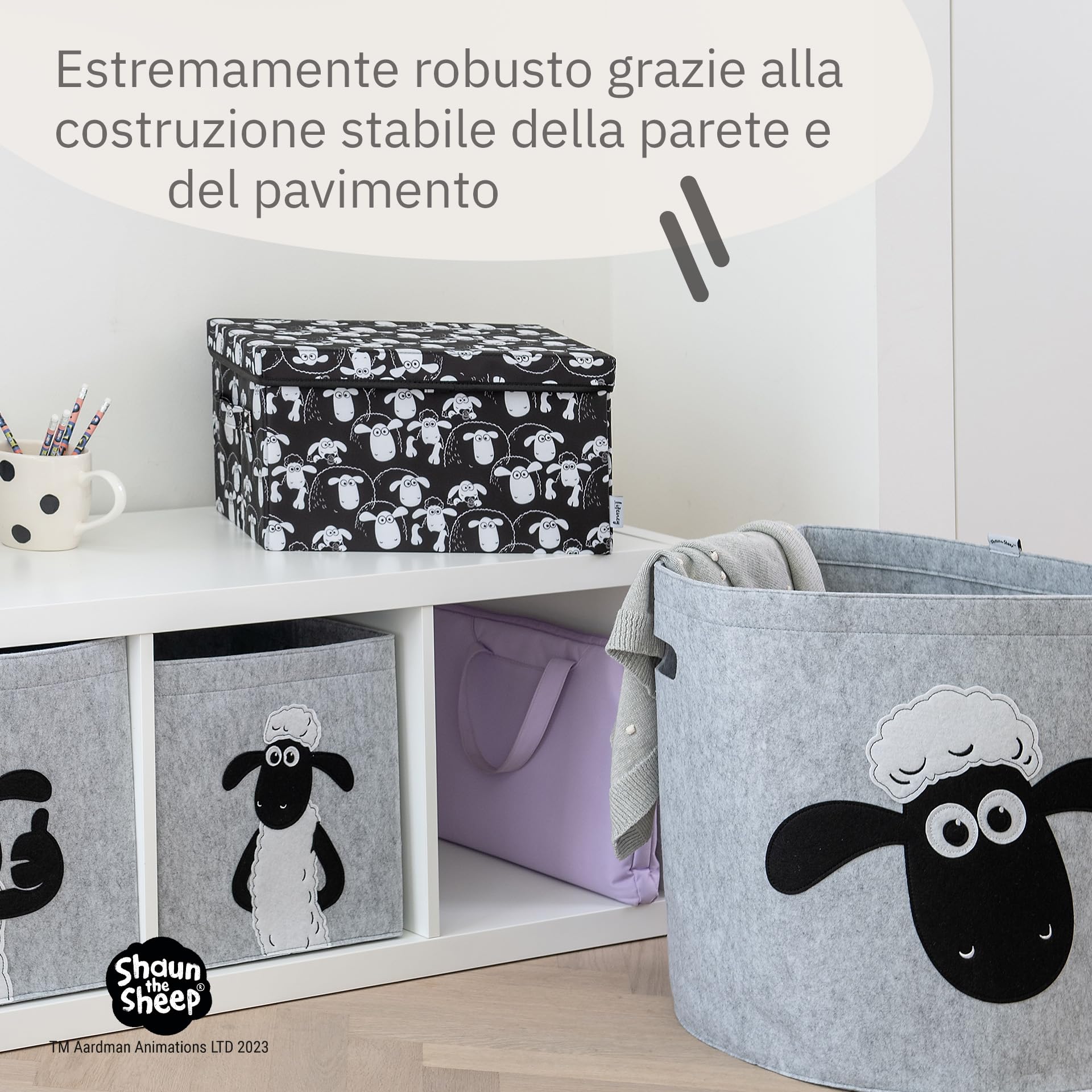Incontra Shaun the Sheep scatola portaoggetti con coperchio 37x25x21 cm per bambini