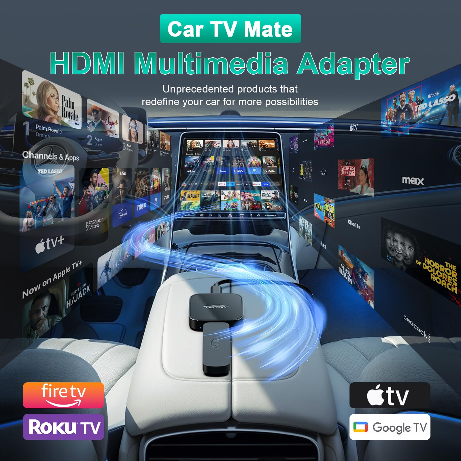 Car TV Mate Max with Wireless CarPlay and Android Auto Adapter