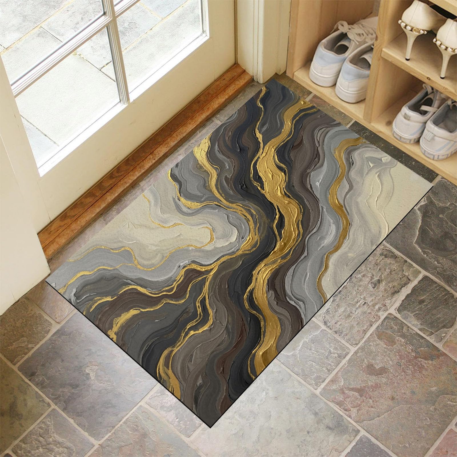 Tapis de porte marbre de luxe 50x80 cm chic et durable pour entrée raffinée