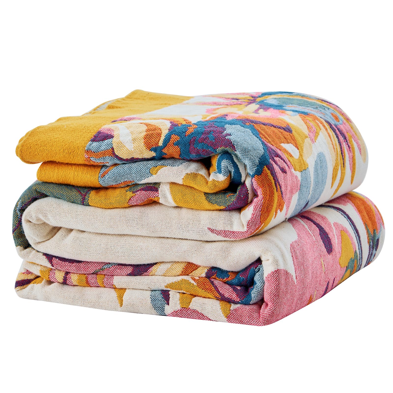 Edcooy Boho Cotton Larger Sofa Throw Blanket β 100% Pure Cotton Double-Sided Reversible Bohemian Bedspread & Sofa Cover (Flower Butterfly, 200x230cm)
