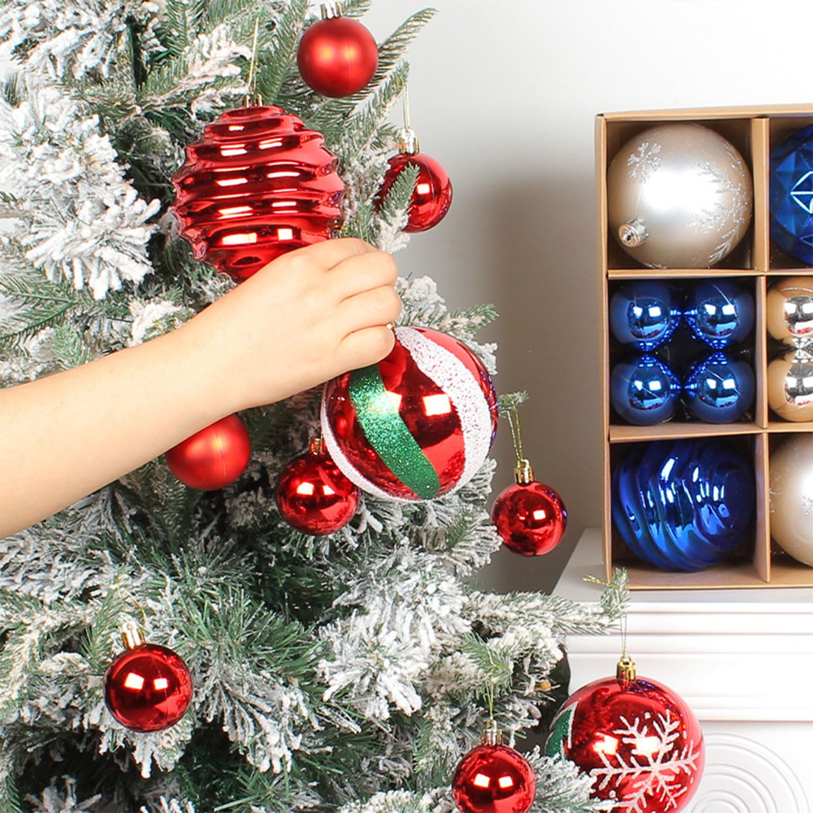 Weihnachtskugel Ornament, 30 Stück/Box, hängende Kugelkugeln, Weihnachtsbaum Hängeornamente für Weihnachten, Urlaub, Hochzeit, Zuhause, rote Kugeln aus Kunststoff