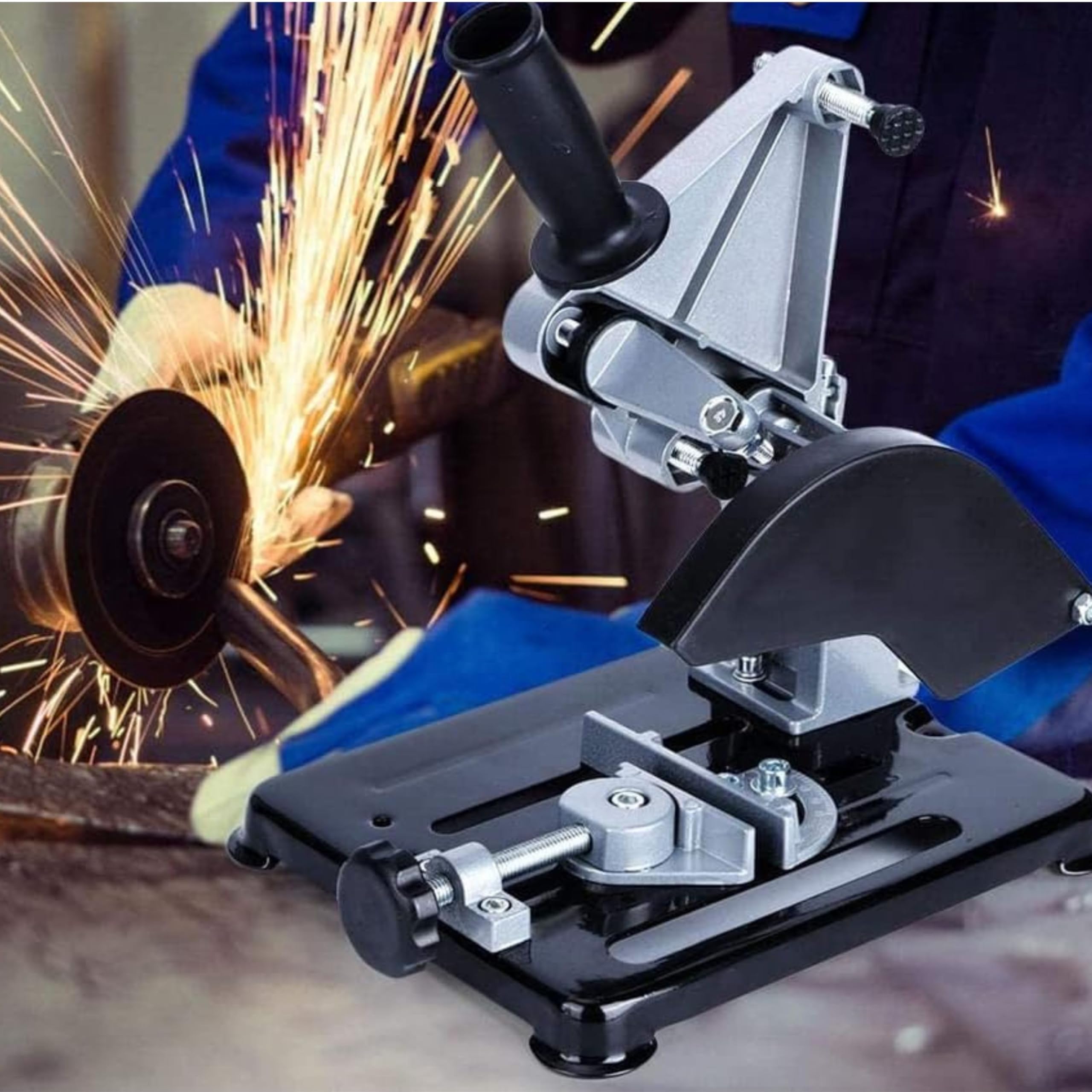 Yasta Supporto da Banco Smerigliatrice Angolare Base Troncatrice per Flex 115/125 mm Stazione Taglio Legno, Metallo, Piastrelle Accessorio Utensili Elettrici con Regolazione 45°
