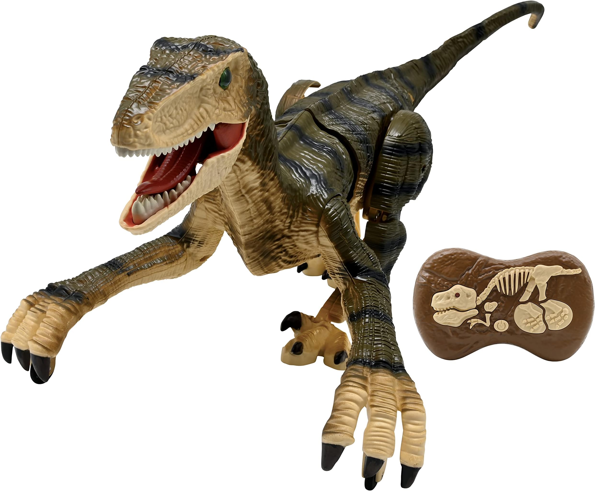 LEXIBOOK, RC Raptor Control, Realistic remote controlled dinosaur, Articulated movements, Roars, Light effects, Rechargeable, Fossil remote control included, DINO01