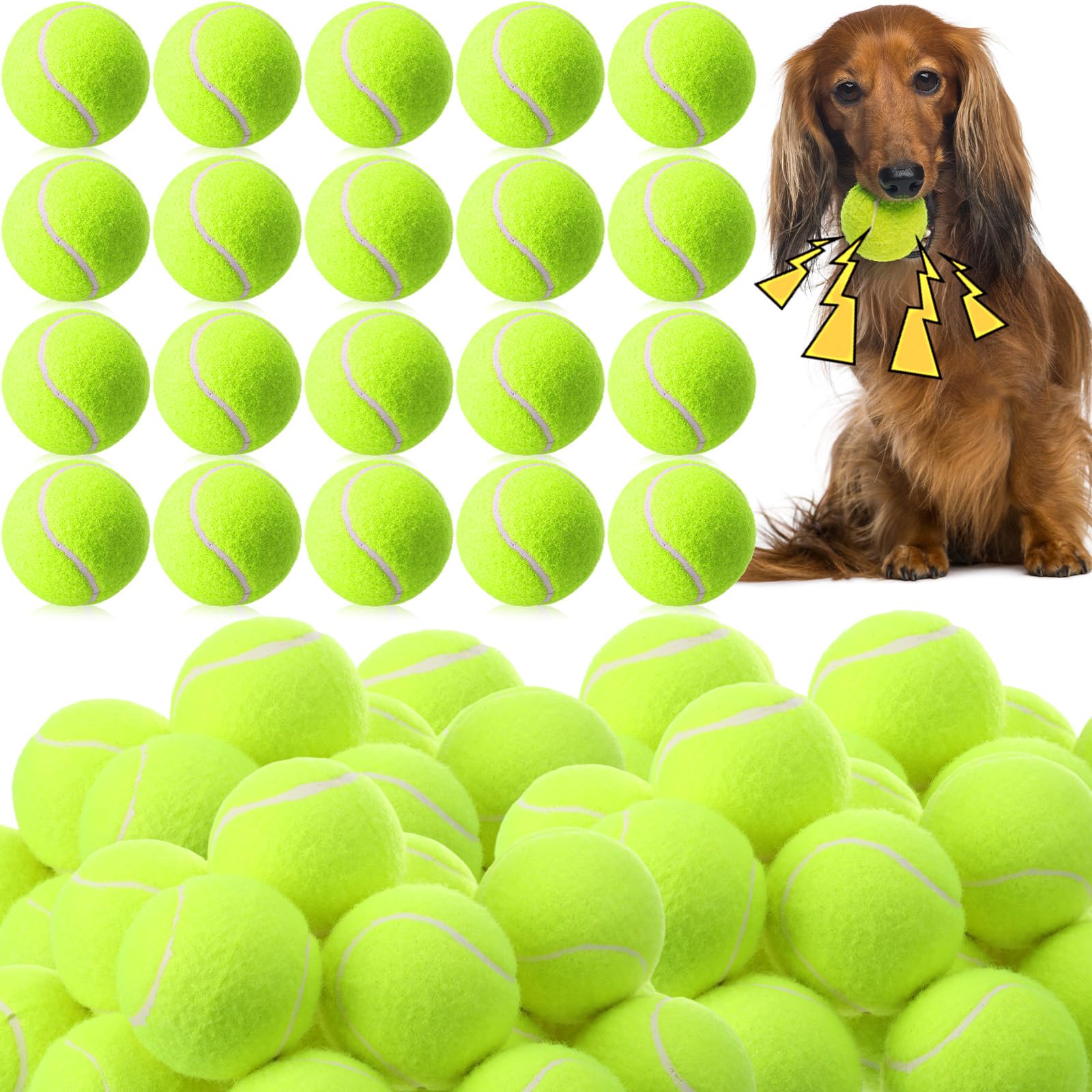 Skylety 100 Pcs 2 5 Inch Squeaky Tennis Balls Bulk for Dogs Bouncy Floatable Tennis Balls Dog Playing