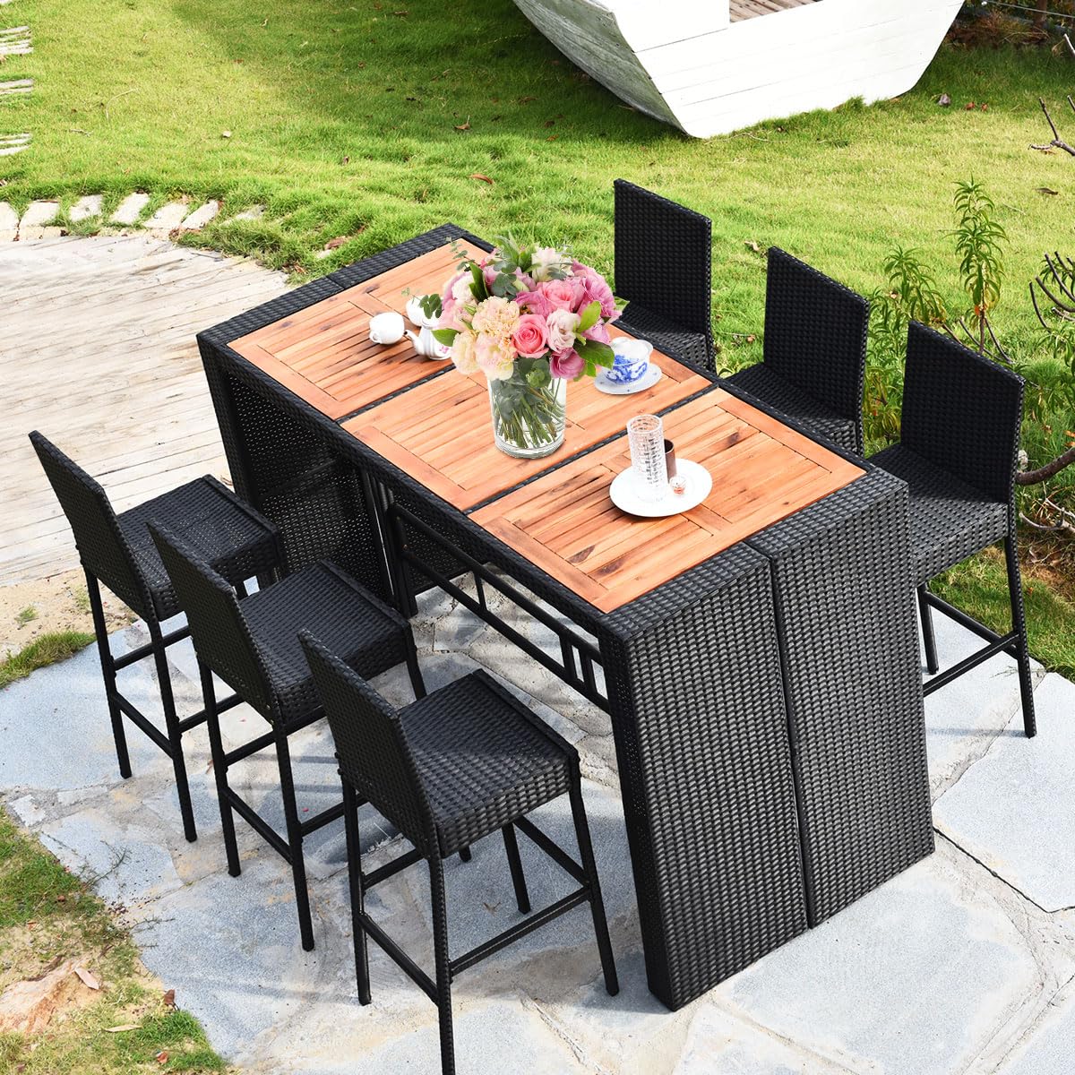 Bistro Set Lowes Patio Bar Chairs Dining Outdoor Bar Height Bistro
