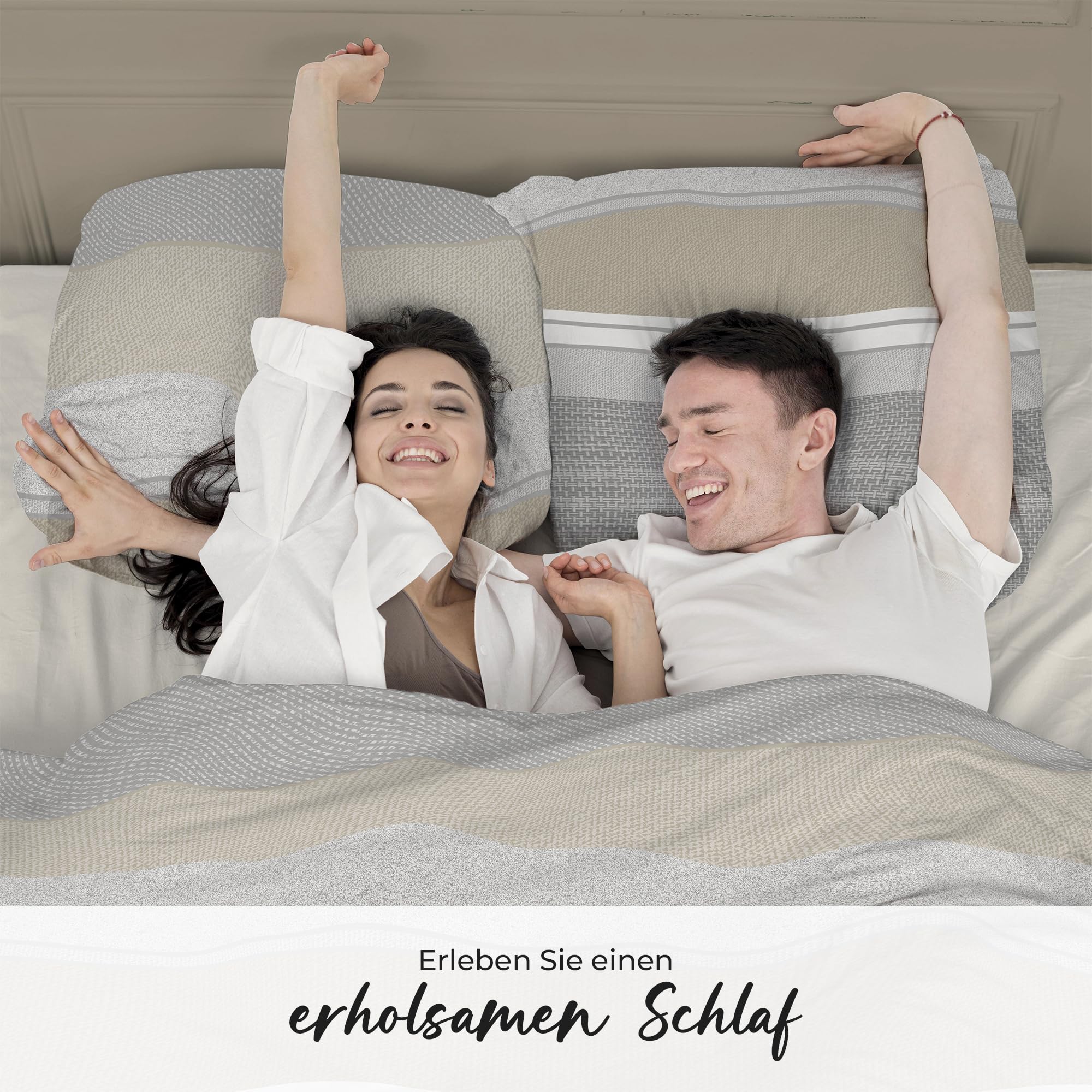 Ropa de cama premium de 200 x 200 – 100 % algodón, certificado Öko-Tex, tejido Renforcé, transpirable e hipoalergénico, con cremallera, 3 piezas, funda nórdica + 2 fundas de almohada de 80 x 80