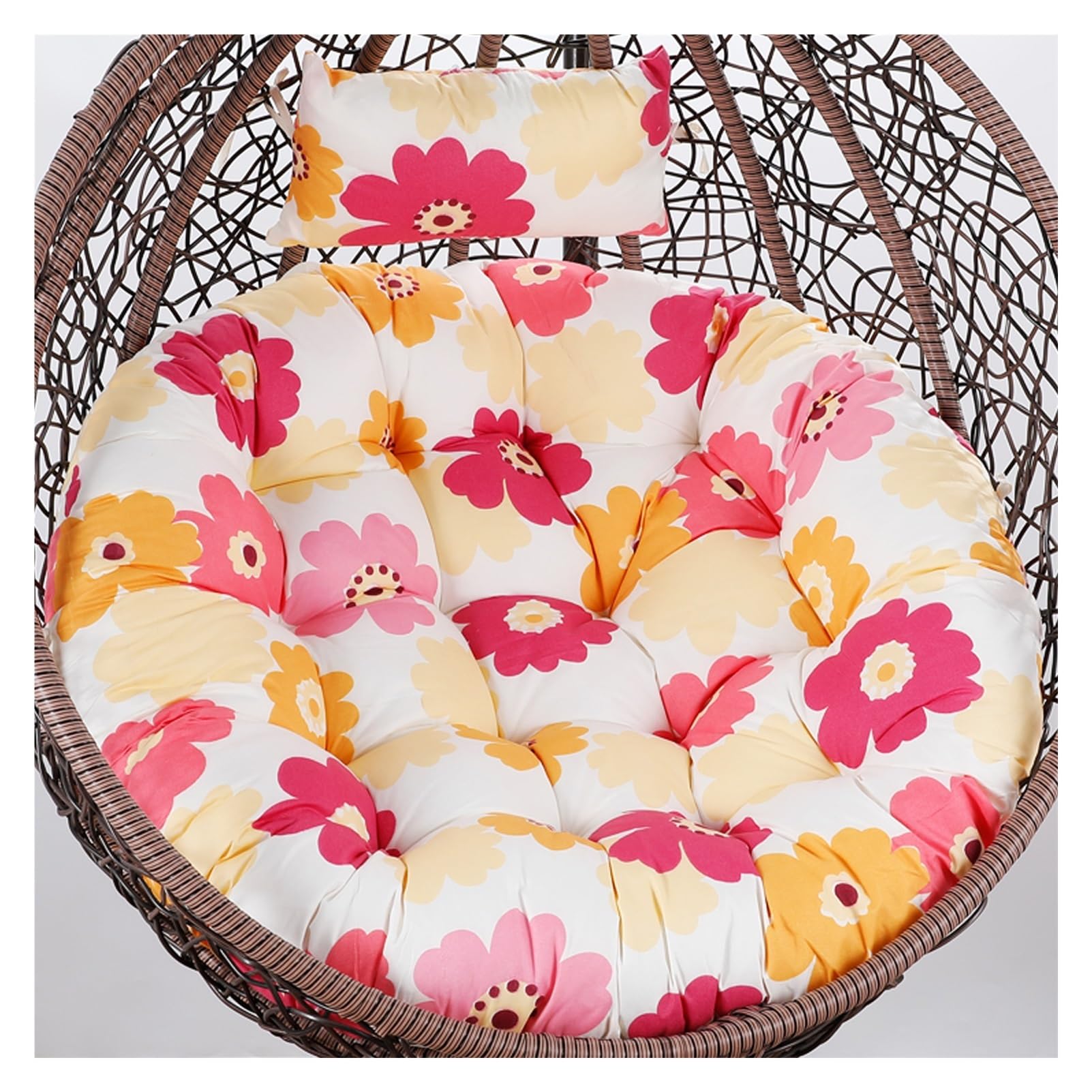 Indoor Egg Chair Cushion Replacement, Hanging Egg Chair Cushion with Pillow,Swing Chair Cushion, Hanging Basket Seat Cushion with Filling Cotton for Garden Patio Outdoor(Color 23,Diameter 120cm)