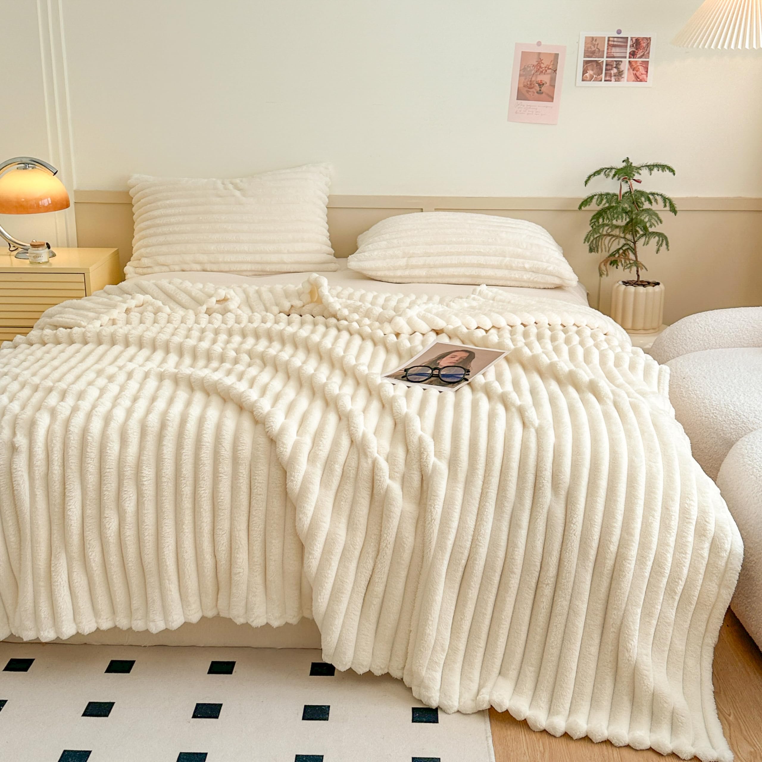 Coperta 200 x 230 cm, calda coperta e copridivano, per mamma, donne e fidanzate (beige, 200 x 230 cm)
