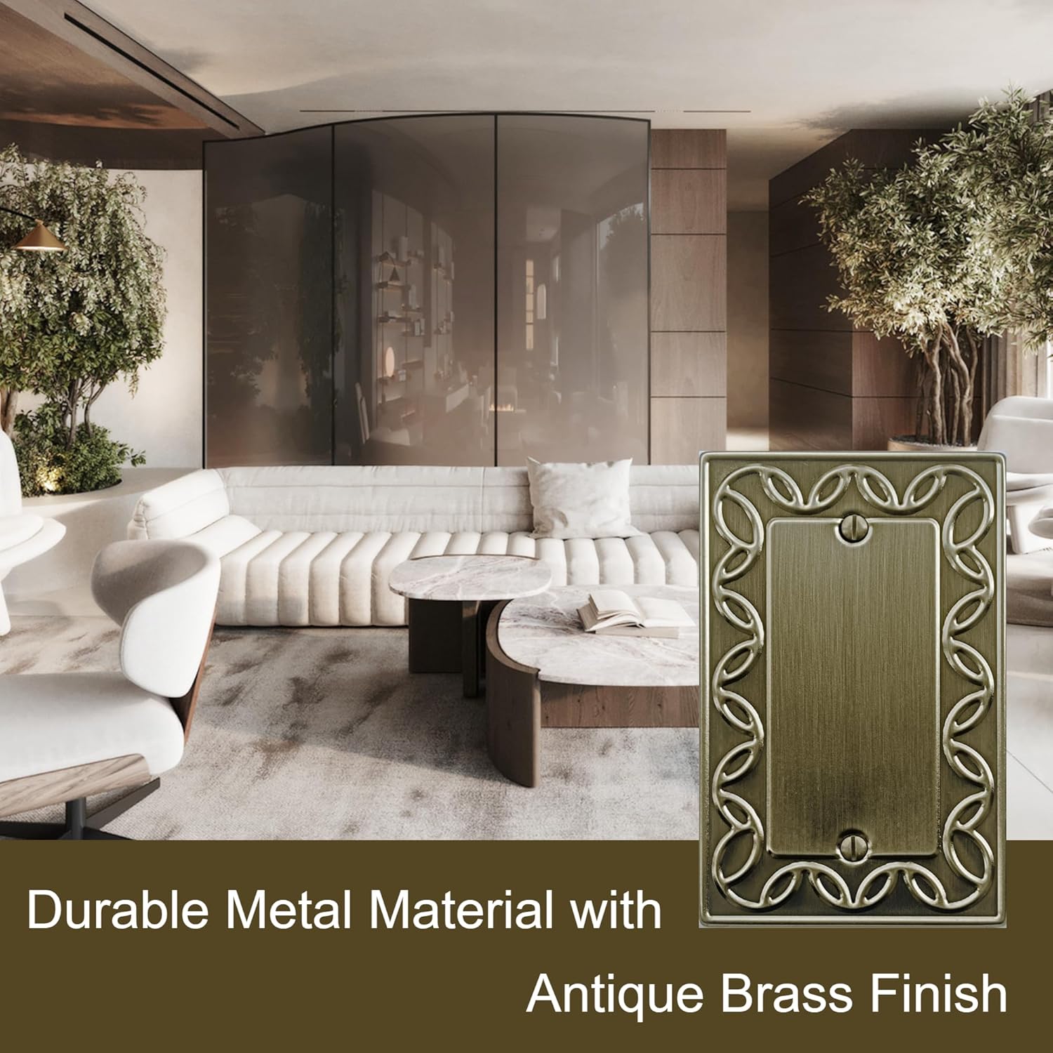 Single Blank Light Switch Cover NovaBloom Metal Wall Plate, 4-Pack Antique Brass 1 Gang, Light Switch Cover Outlet Cover Decorative Wallplate, Durable