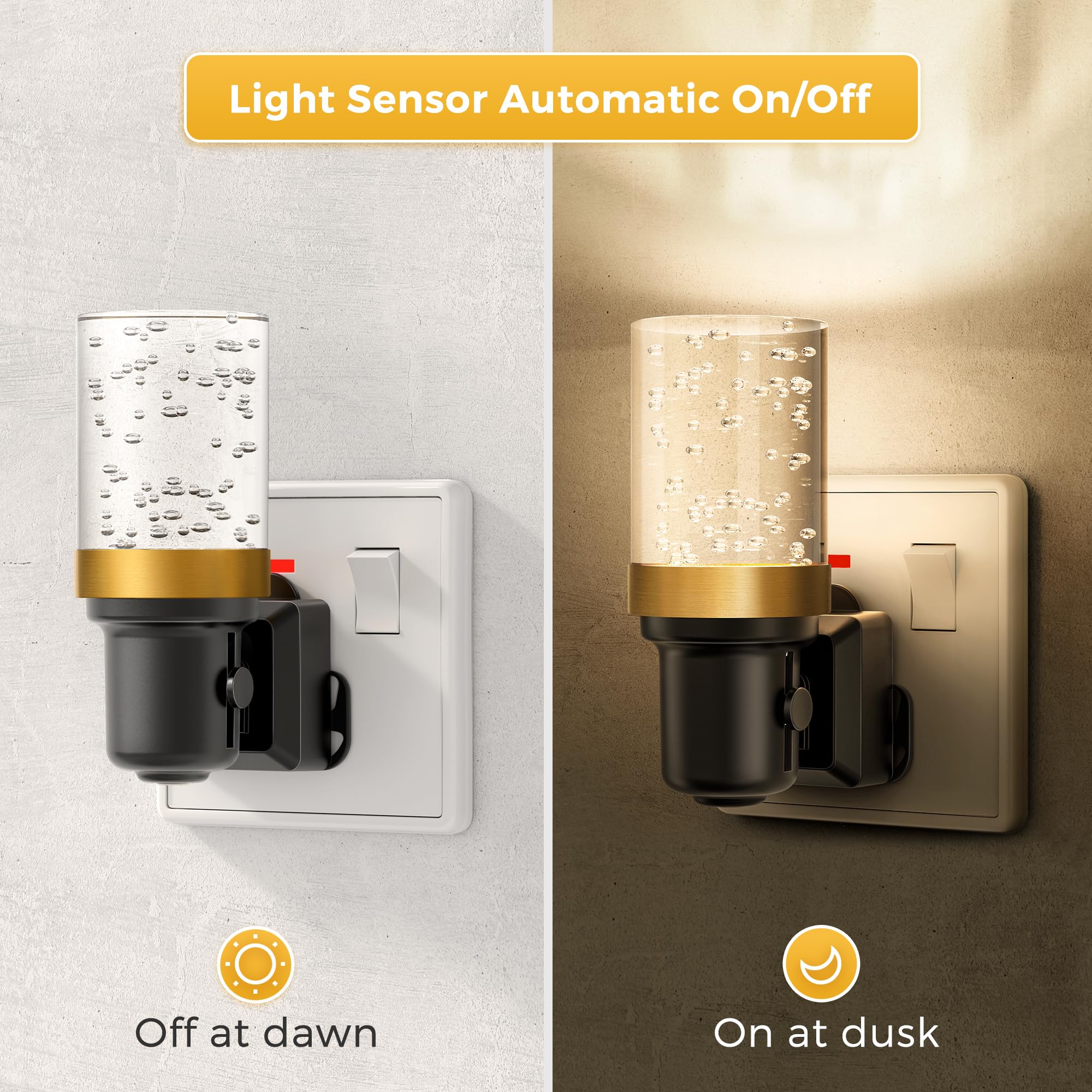 LOHAS-LED Night Light,Acrylic Plug-in Wall Light with Dusk-to-Dawn Sensor, 0-100LM Dimmable, Warm White 3000K - Image 2