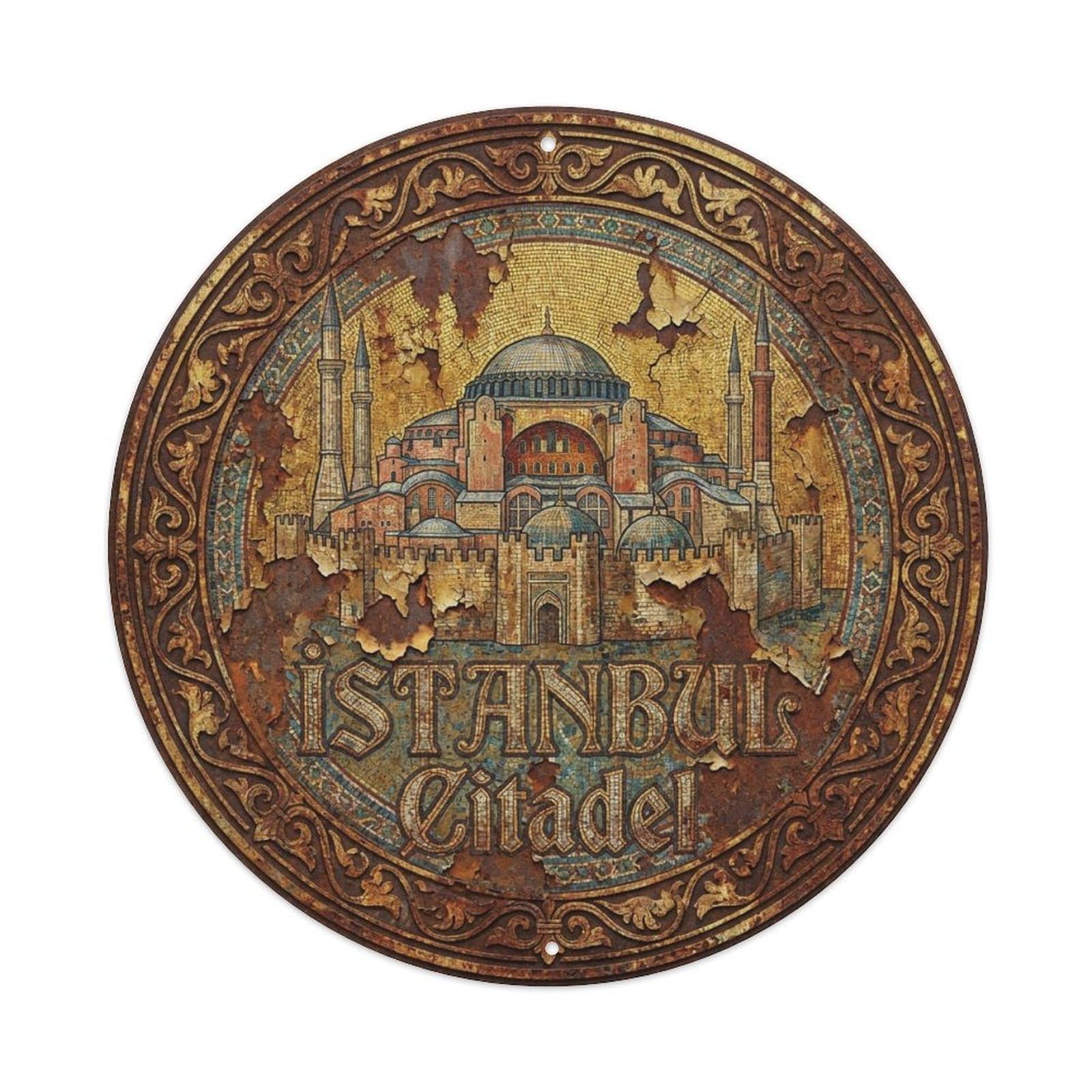 Vintage Travel Istanbul Turkey Citadel Vintage Metal Tin Sign Plaque Wall Decor for Cafe, Club Bar, Office, Garden Metal Poster 8x8Inch