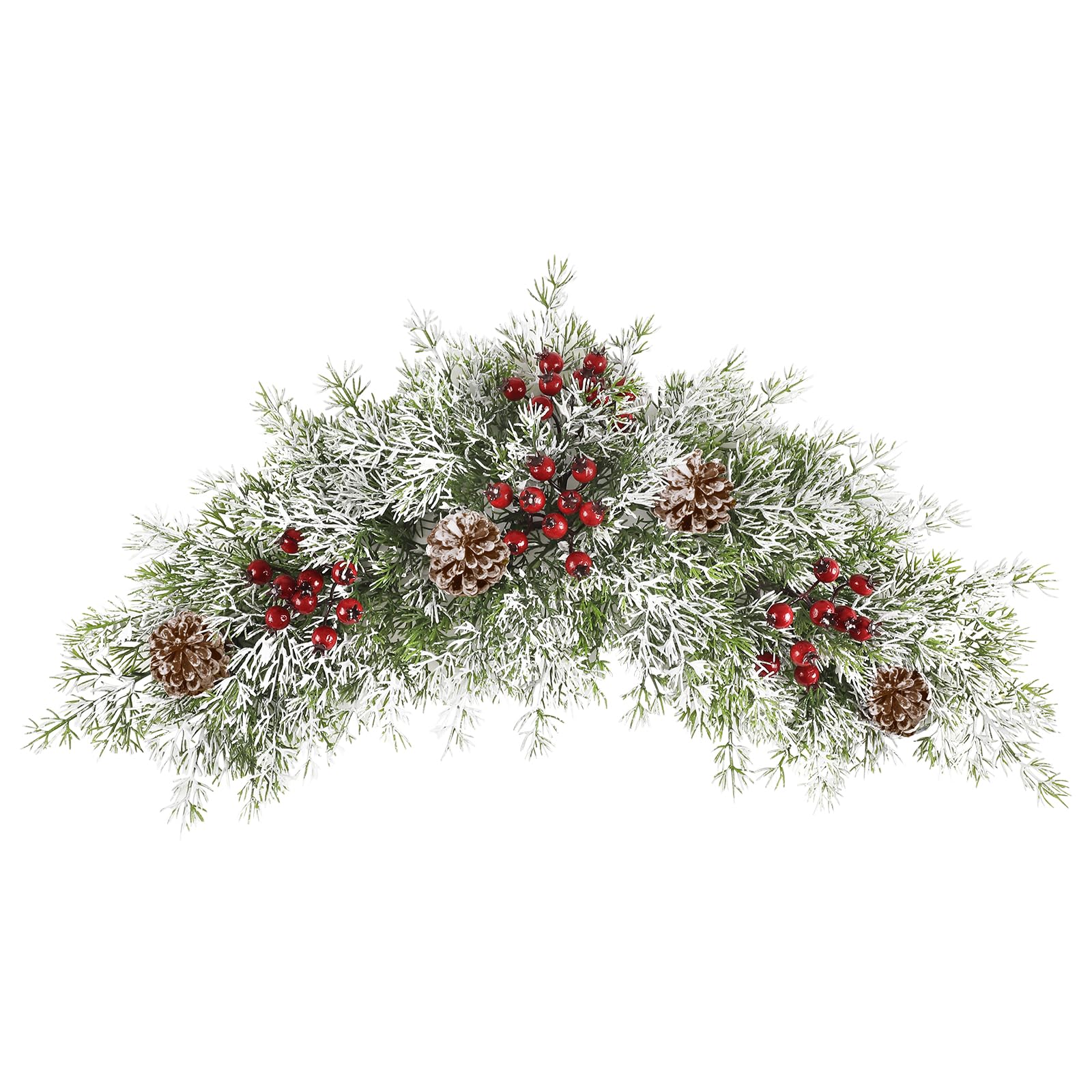 HiiARug 26 inch Christmas Decorative Swag Artificial Christmas Mailbox Swag Pine Branch Red Berry Front Door Winter Decor for Xmas Holiday Outdoor Porch Door Patio Decor