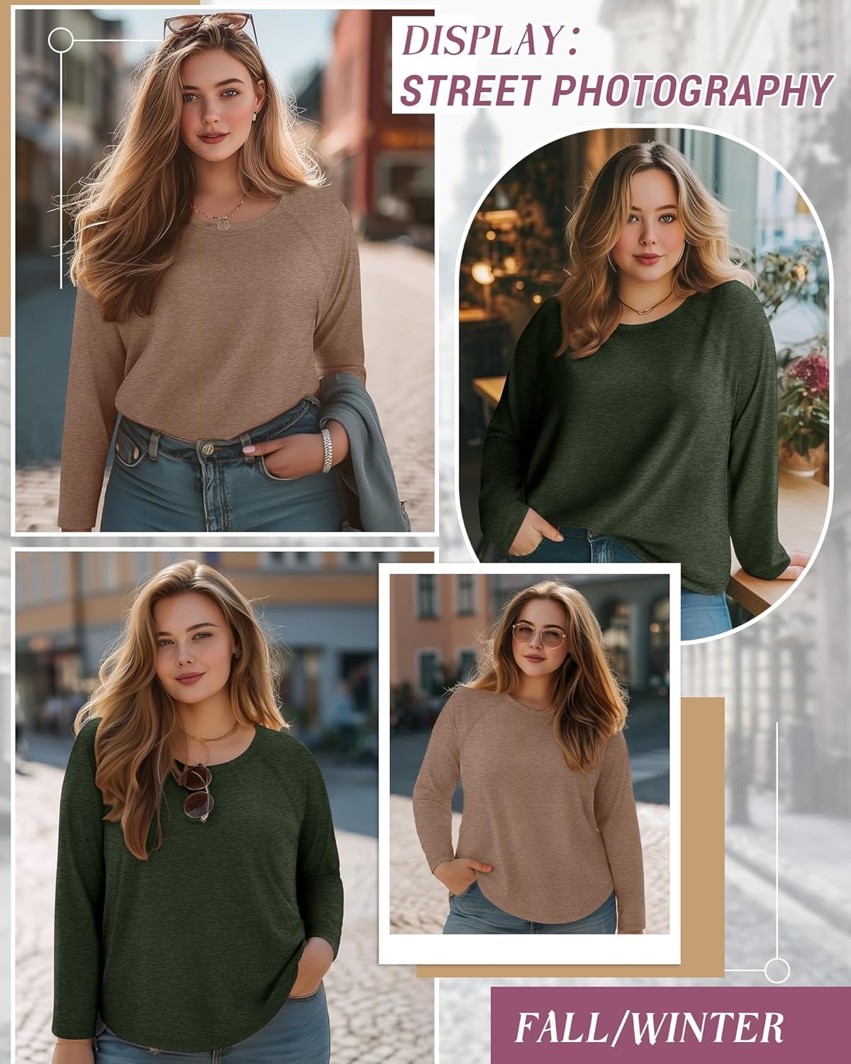 3 Pack Womens Plus Size Shirts Long Sleeve Casual Tops Crew Neck Basic Tee Curved Raglan Sleeves Tunic Fall Outfits - Image 5