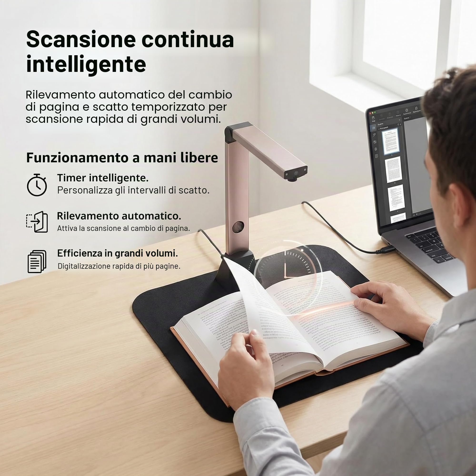 Scanner Documenti Portatile A3: 13MP Alta Definizione Scansione Multi-Formato con OCR 130 Lingue Appiattimento Curve USB Windows (Non Compatibile Mac) per Casa Ufficio Business Istruzione