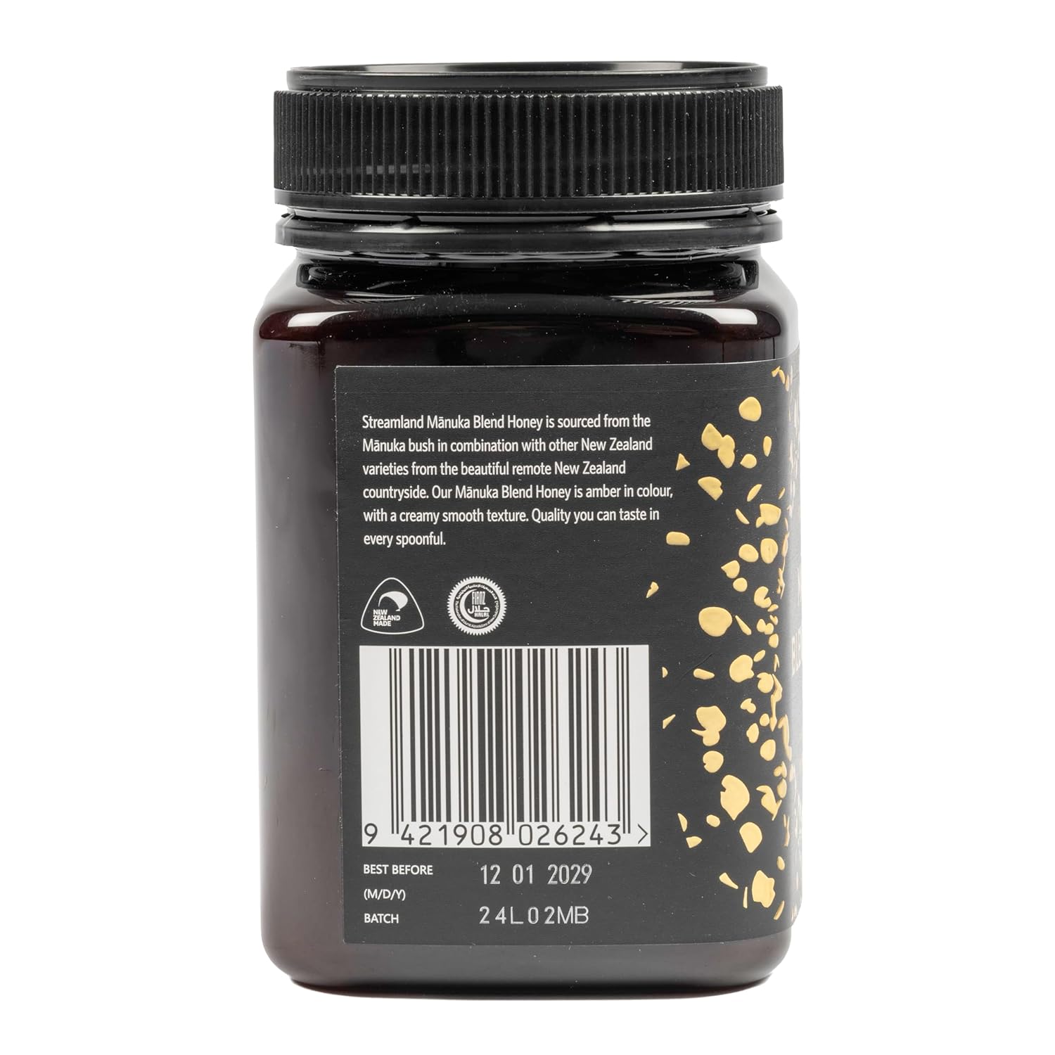 Streamland Mānuka Blend Honey Pure New Zealand Multifloral Honey, Natural Sweetener, Smooth & Creamy Texture (MGO 30+ 17.6 oz)