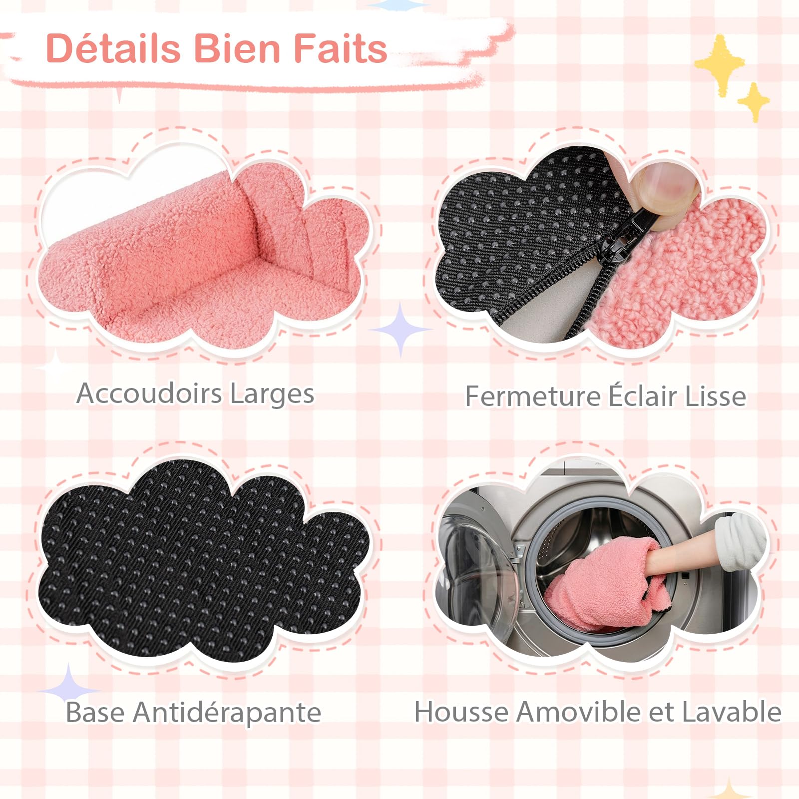 COSTWAY 2 en 1 Canapé-lit Enfant Pliable avec Motif Coquillage, Fauteuil Enfant Convertible en Polaire Teddy avec Housse Amovible & Lavable, Chauffeuse 1 Place pour Cadeau d'anniversaire Fête (Rose)