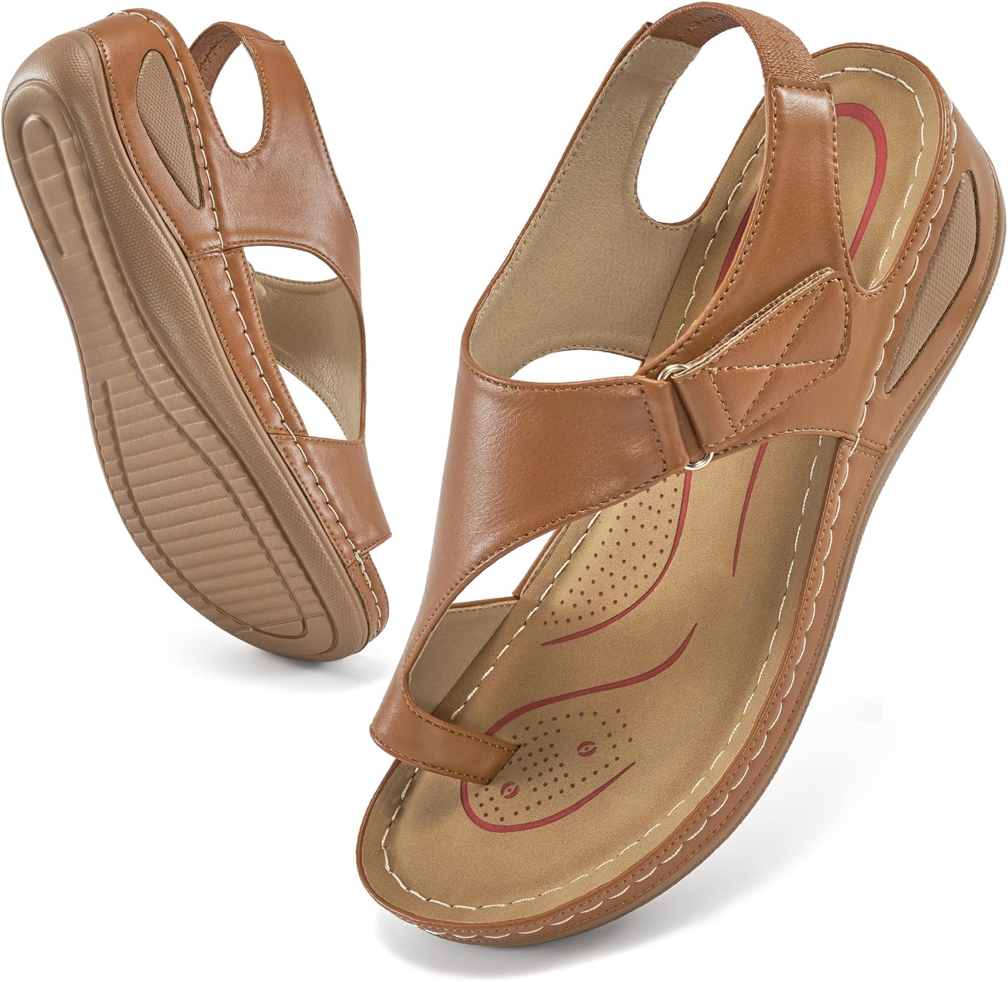 FUDYNMALCWedge Sandals for Women Shoes Comfortable Cushion Orthopedic Hiking Sandals Ring Toe Bunion Sandals with Adjustable Hook Loop Fashion Wedge Shoes