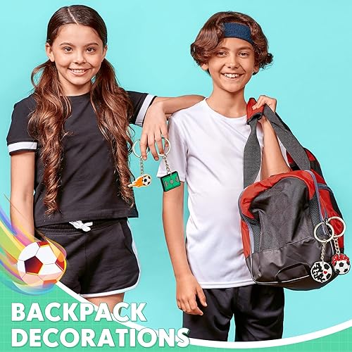 Miniatura 4 de Batiyeer Paquete de 36 llaveros de fútbol para pelotas deportivas, mini llavero de pelota de baloncesto, llavero de béisbol a granel para fútbol,