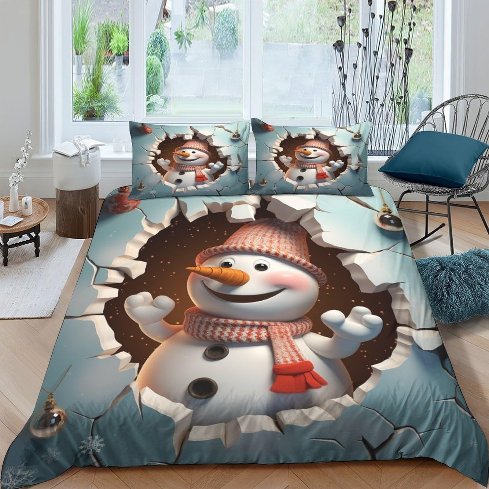 Parure de lit bonhomme de neige microfibre super douce respirante 200x200cm