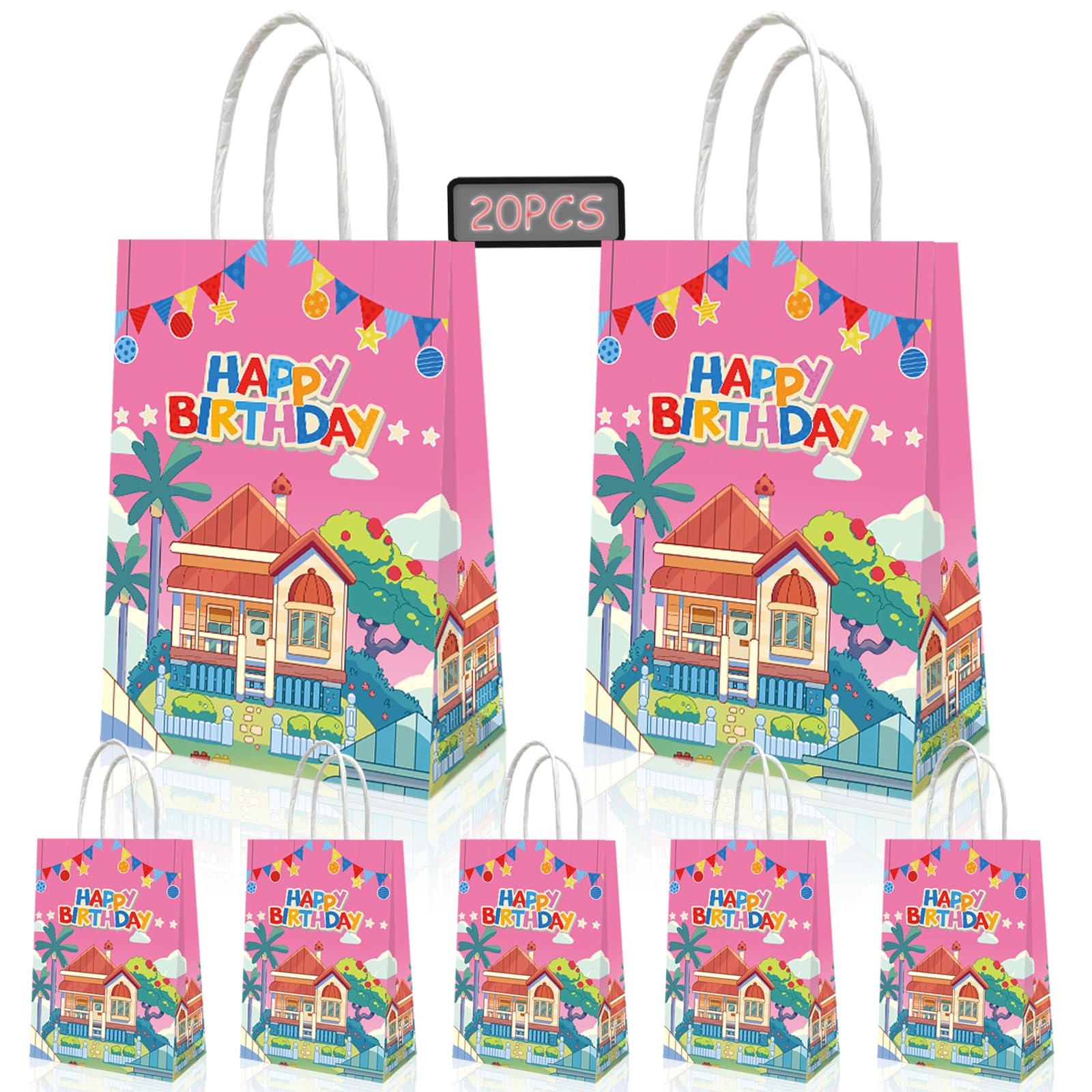 YOOUUQIAN 12-Pack Blue Dog Birthday Party Bags - Cartoon Party Favor Bags & Candy Boxes For Kids